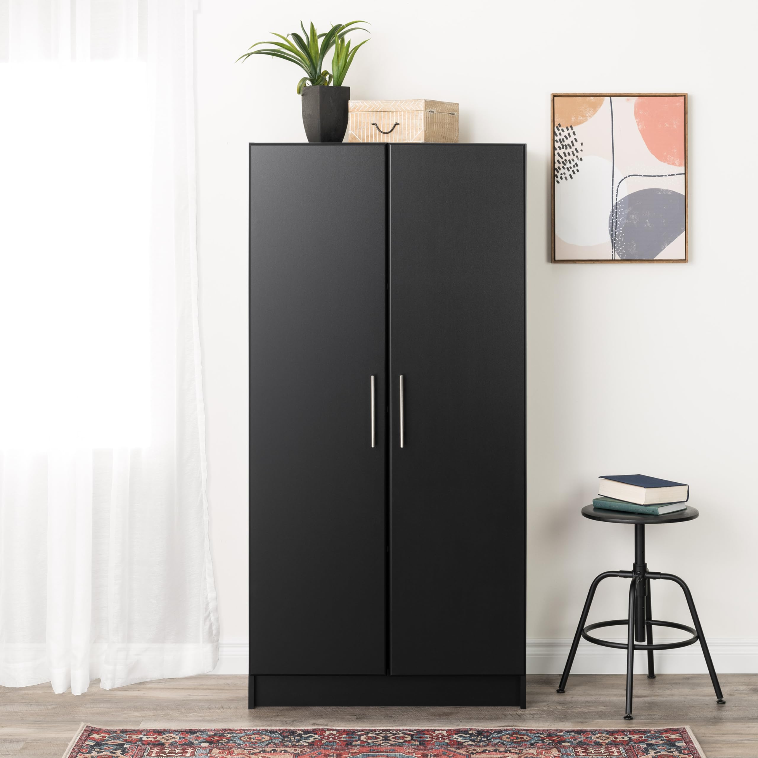 Prepac Elite Tall Garage Storage Cabinet & Pantry Organizer - 2-Door Freestanding Bathroom or Kitchen Cabinet with Adjustable Shelves, 16