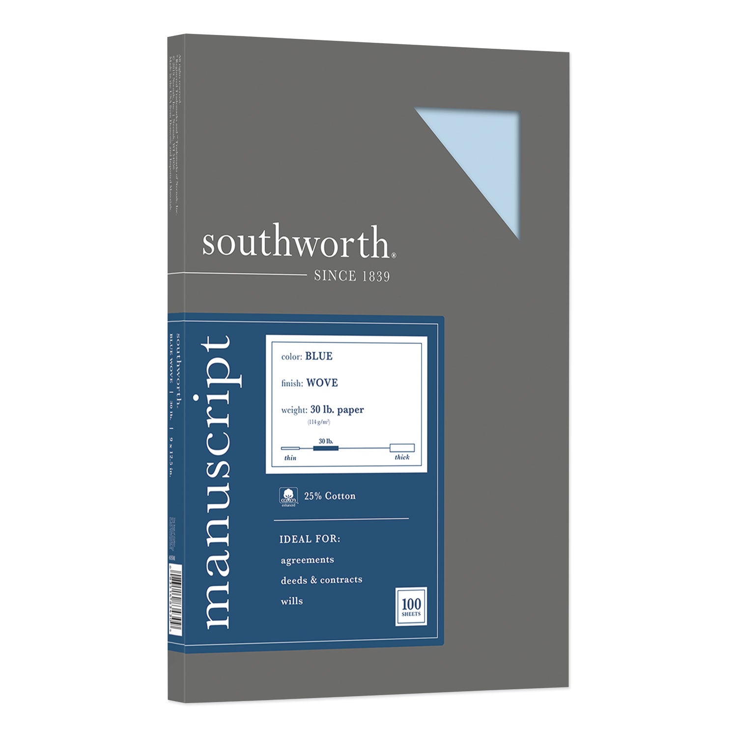 Premium 25% Cotton Manuscript Cover, 30lb Weight, 9 x 12.5 Inches, 100-Pack - Perfect for Document Protection, Office Organization & School Projects
