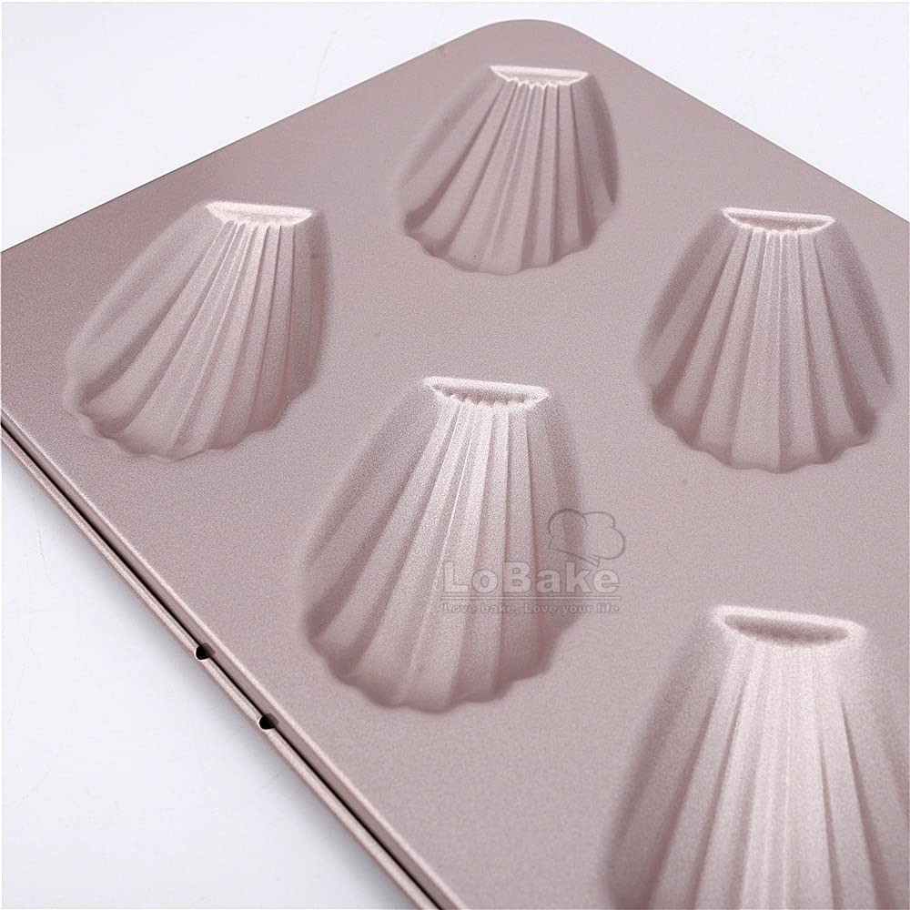 6-Cup Champagne Gold Shell-Shaped Madeleine Baking Pan - Non-Stick Bread Molds for French Pastries, DIY Home Kitchen & Bakery Supplies - Perfect for Tea Parties, Holiday Baking & Gift Giving
