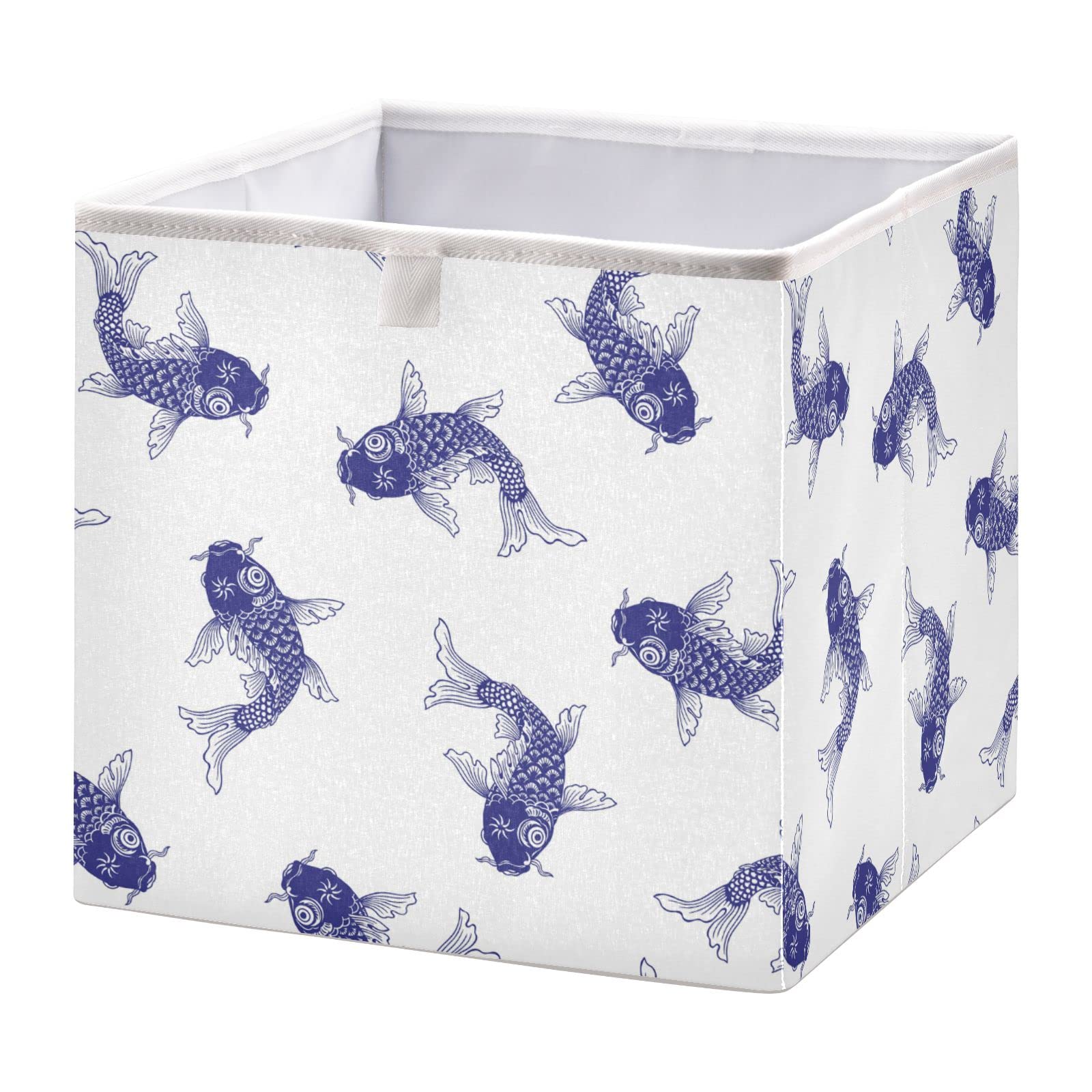 Emelivor Japanese Carp Fish Foldable Storage Bin - Waterproof Toy Basket & Cube Organizer for Kids Nursery, Closet, Books, Bathroom & Office (15.75x10.63x6.96 Inches) - Perfect for Toy Storage, Home Organization & Space Saving Solutions