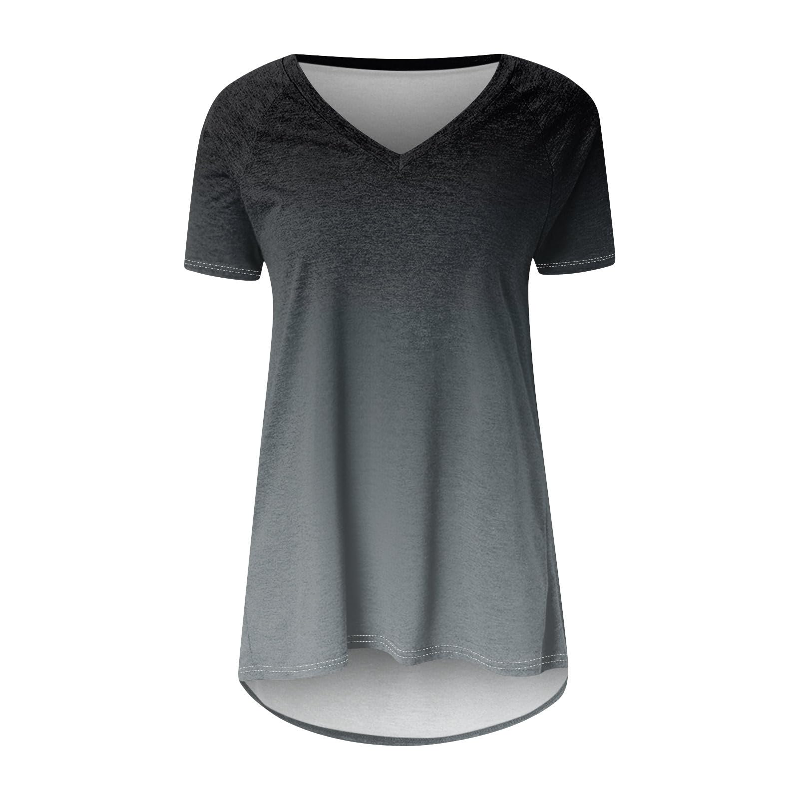 YUTANRAL Women's Oversized V-Neck Short Sleeve T-Shirts - Summer 2024 Fashion Casual Loose Fit Plus Size Basic Tees for Everyday Wear, Beach Outings & Lounge Comfort
