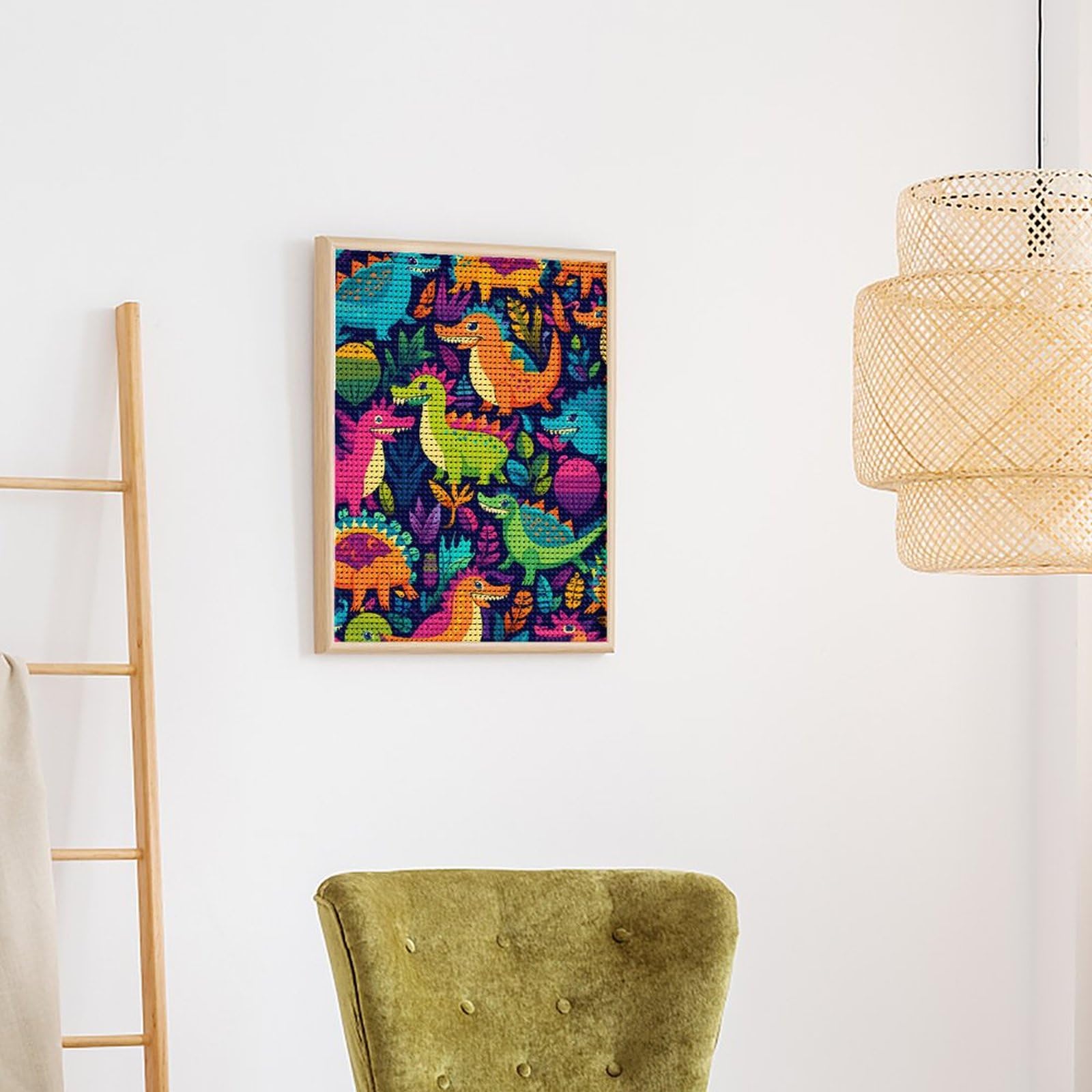 Vibrant Dinosaur Diamond Painting Kit - DIY Full Drill 5D Mosaic Art for Wall Decor | Perfect for Home, Office, Kids Room & Gift Giving