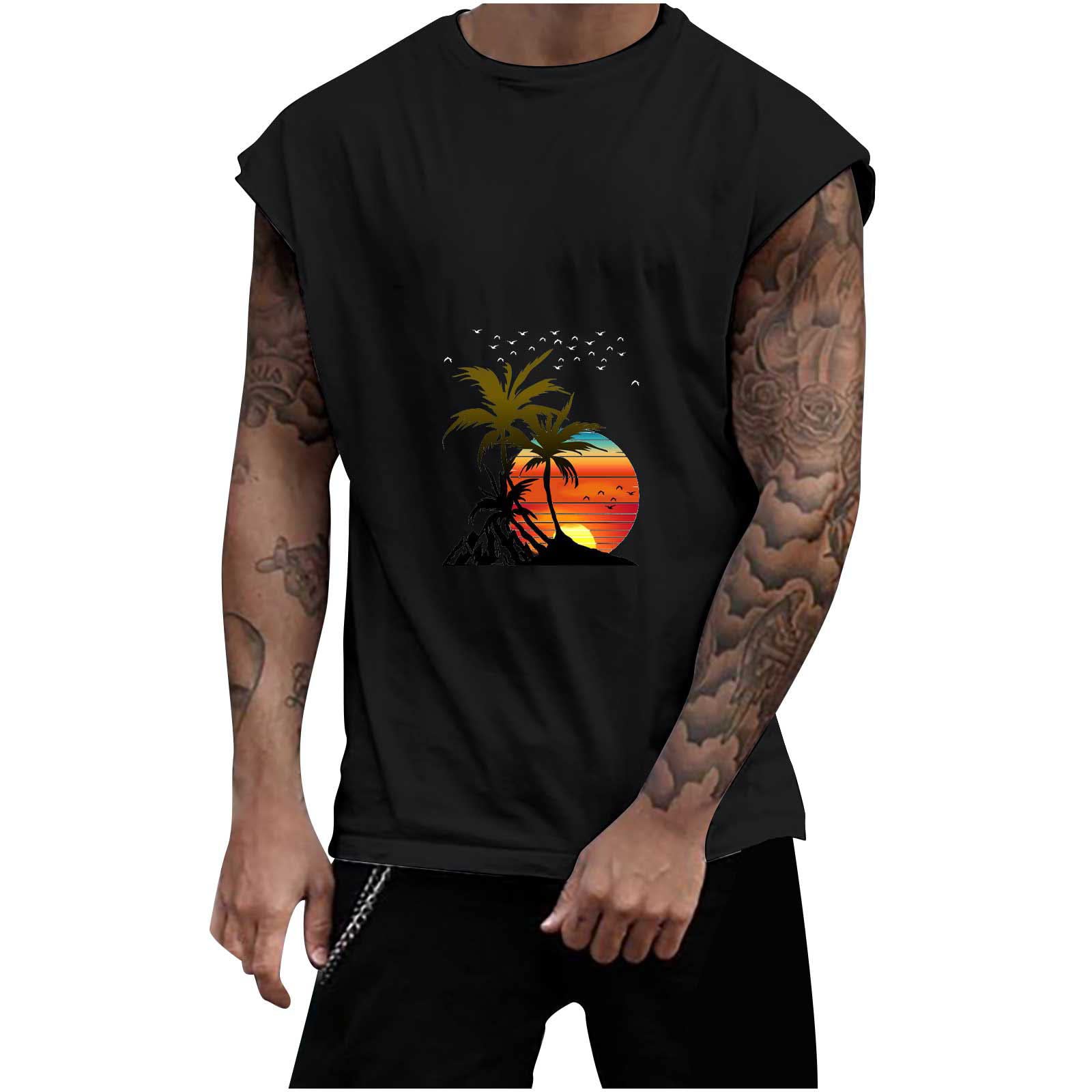 **Men's 3D Printed Graphic Sleeveless Muscle Tank Top - Gym Workout Shirt for Running, Jogging & Fitness - Comfortable & Breathable Activewear for Men**