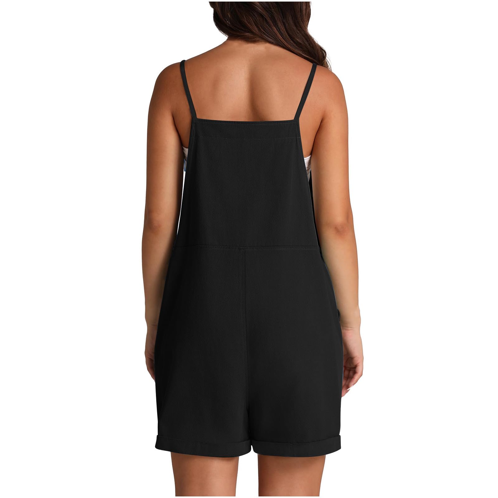 Zcgoxvn Women's Romper Jumpsuit - Spaghetti Strap Overalls with Pockets | Summer Casual One Piece Playsuit | Beachwear, Vacation Outfit & Outdoor Activities