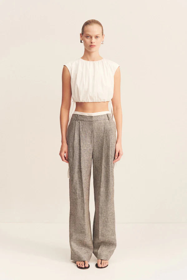 Elliot Double Waist Band Pants for Women - Stretch Comfort Fit High Waisted Trousers (Concrete Color) - Perfect for Office, Business Casual & Everyday Wear