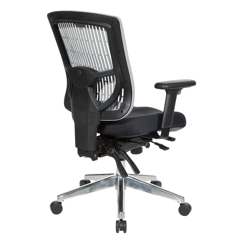 Office Star 978 Series Adjustable Ergonomic Office Chair with Contoured Plastic Back & Built-in Lumbar Support - Grey - Perfect for Home Office, Executive Desk & Workspace Comfort