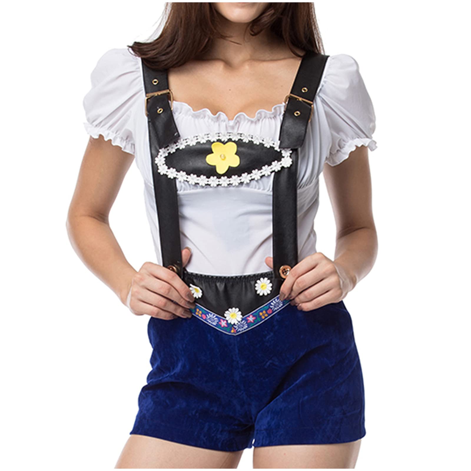 Lucktop Women's French Maid Costume - Sexy Cosplay Uniform Dress with Lace Trim for Halloween, Party, Role Play & Fancy Dress (Black/White) - Perfect for Cosplay Events, Themed Parties & Adult Costume Nights
