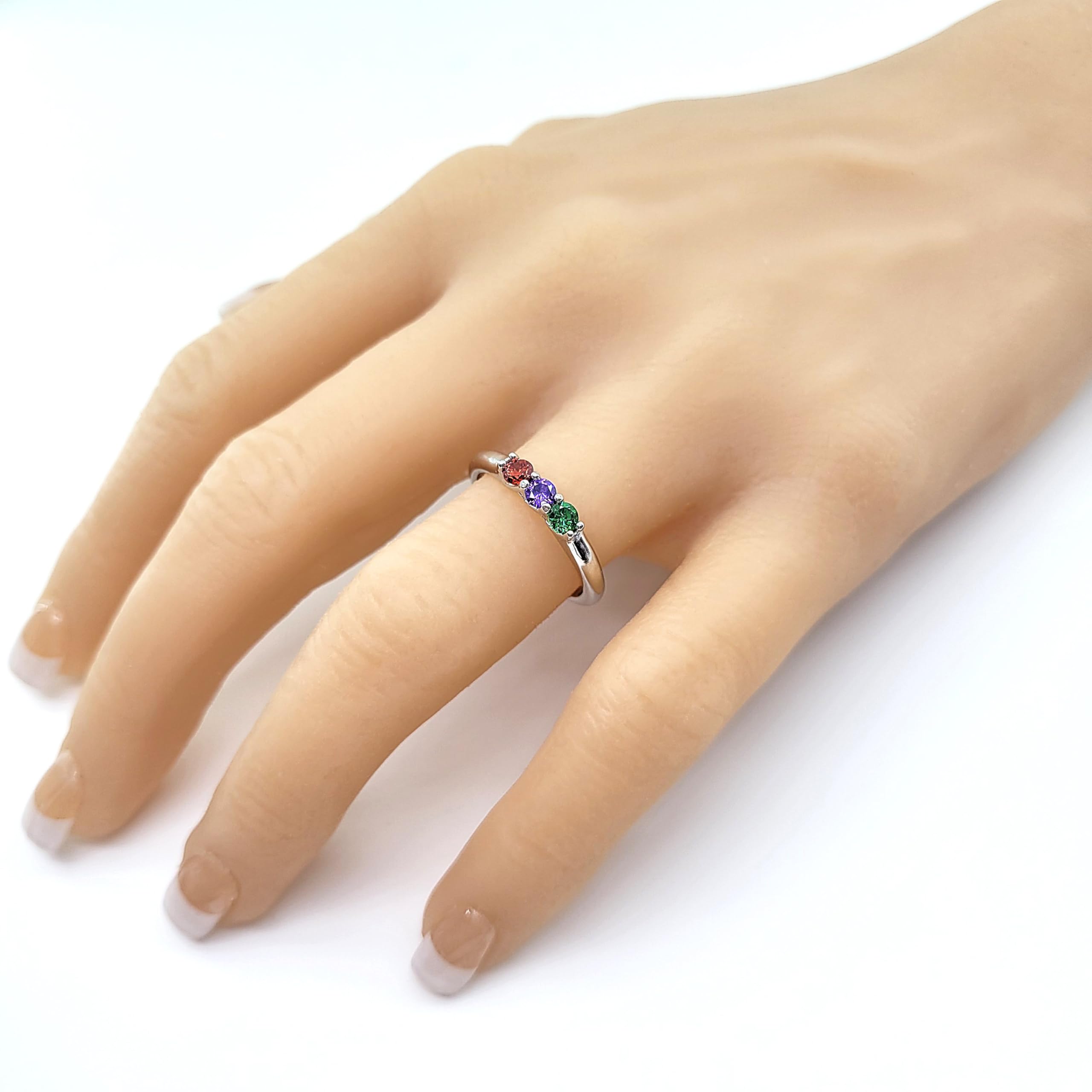 Lucita Mother's Rings with 1-6 Simulated Birthstones in Sterling Silver, 10K or 14K Gold - Elegant Gift for Mom, Grandma & Special Women - Perfect for Mother's Day, Birthday & Anniversary Celebrations