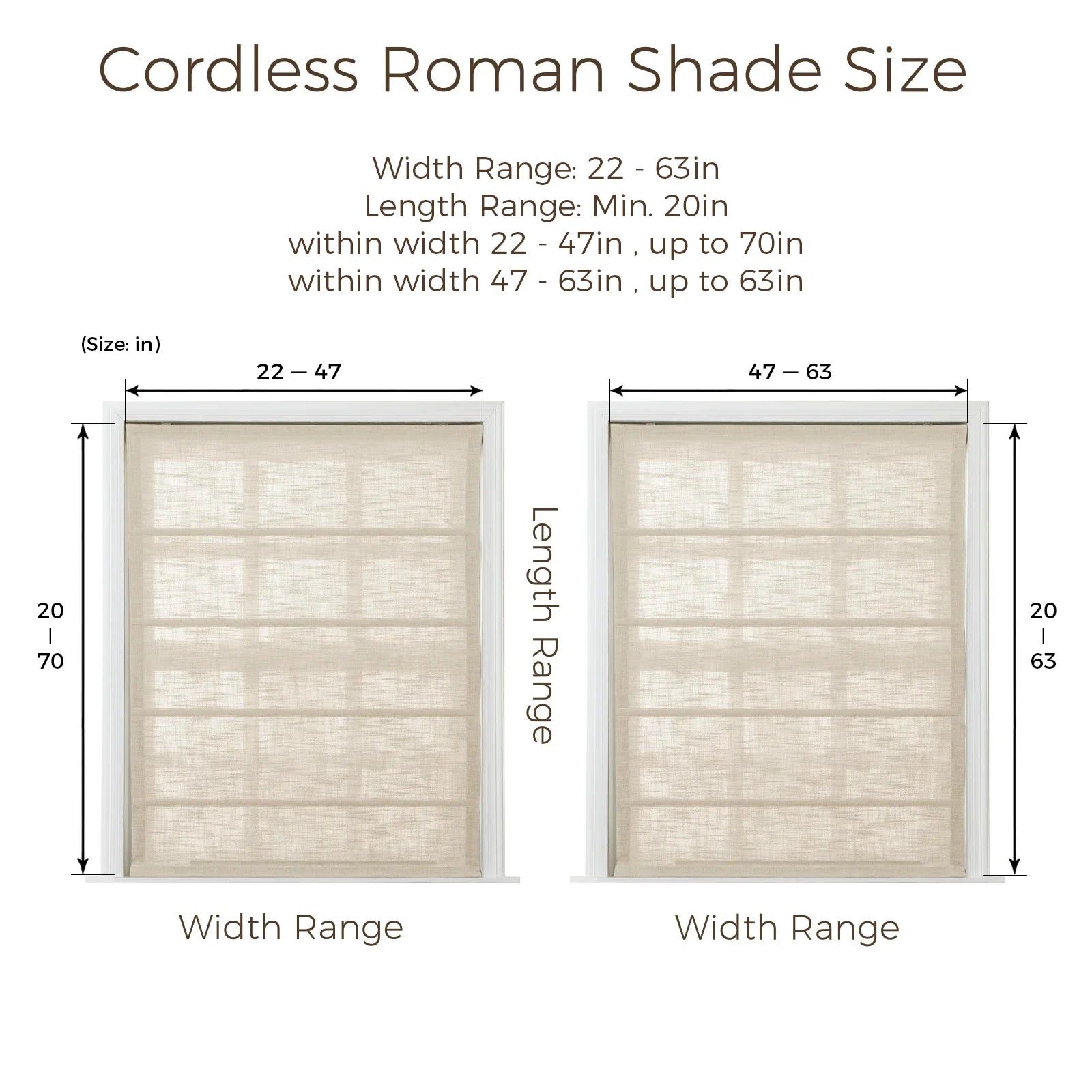 Elegant Sara Le Printed Roman Shade - Cordless Window Treatment for Plus Size Windows | Perfect for Living Room, Bedroom & Home Office Decor