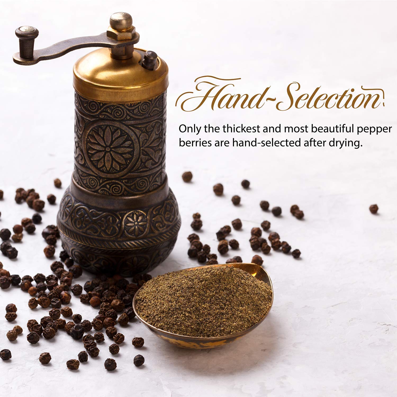 USDA Organic Whole Black Tellicherry Peppercorns - 1 lb. Steam Sterilized All Natural Black Pepper - Perfect for Grinder Refill - Ideal for Cooking, Seasoning & Gourmet Dishes