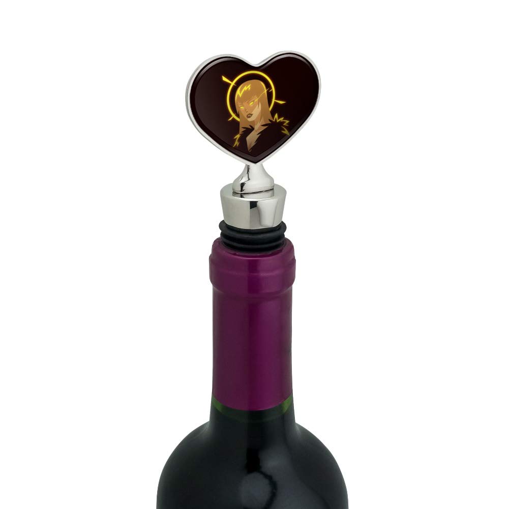Dark Angel Woman Wine Bottle Stopper with Gold Halo Heart - Elegant Wine Accessory for Romantic Dinners, Gifts & Home Decor