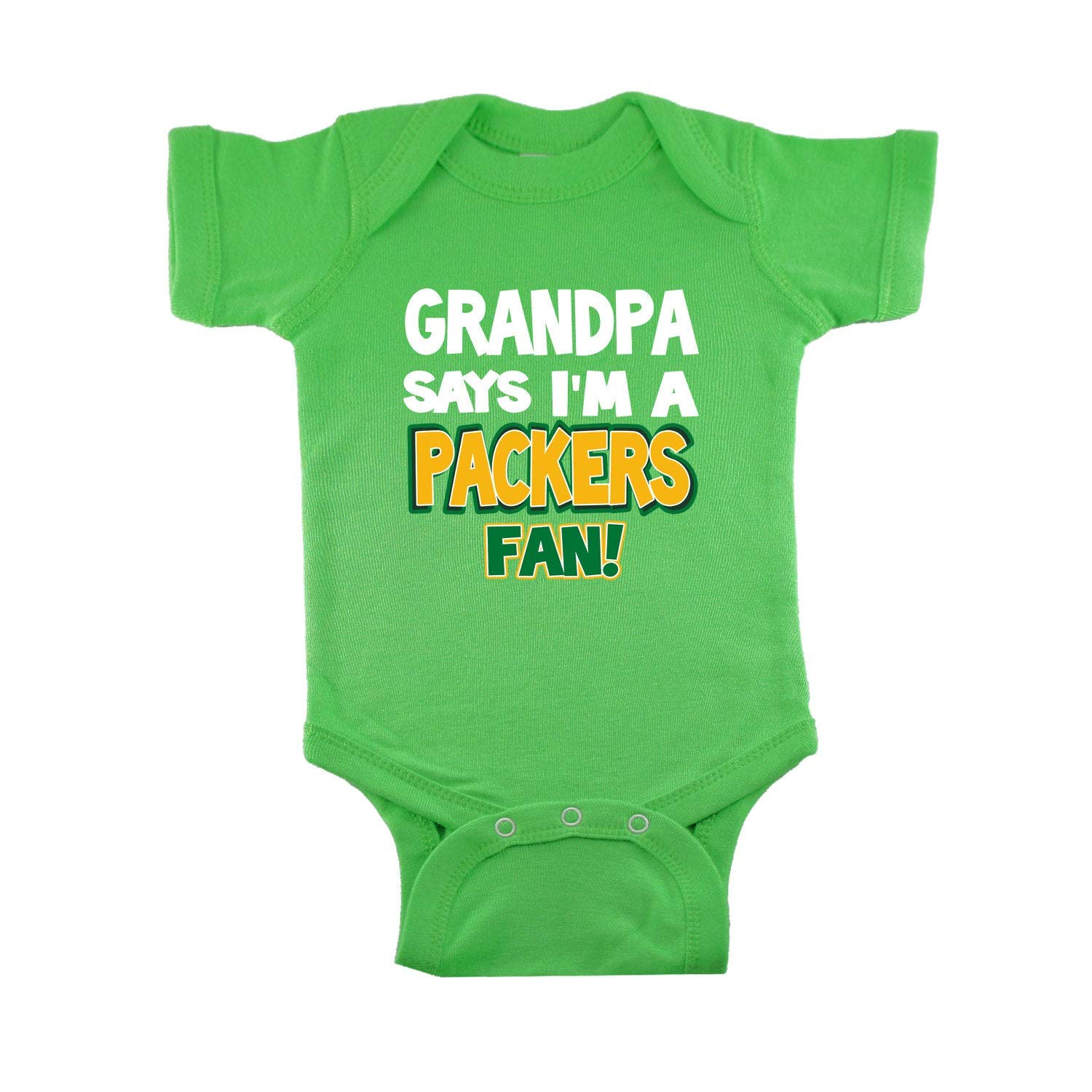 My Grandpa Says I'm a Packers Fan Baby Bodysuit - Green Bay Packers Fan Outfit for Newborns & Toddlers - Perfect for Game Day, Family Photos & Grandparent Gifts