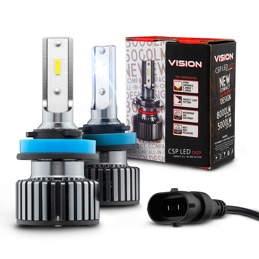 DS18 VIXH11 LED Headlight Bulbs 16000LM 6500K Cool White - for Night Driving