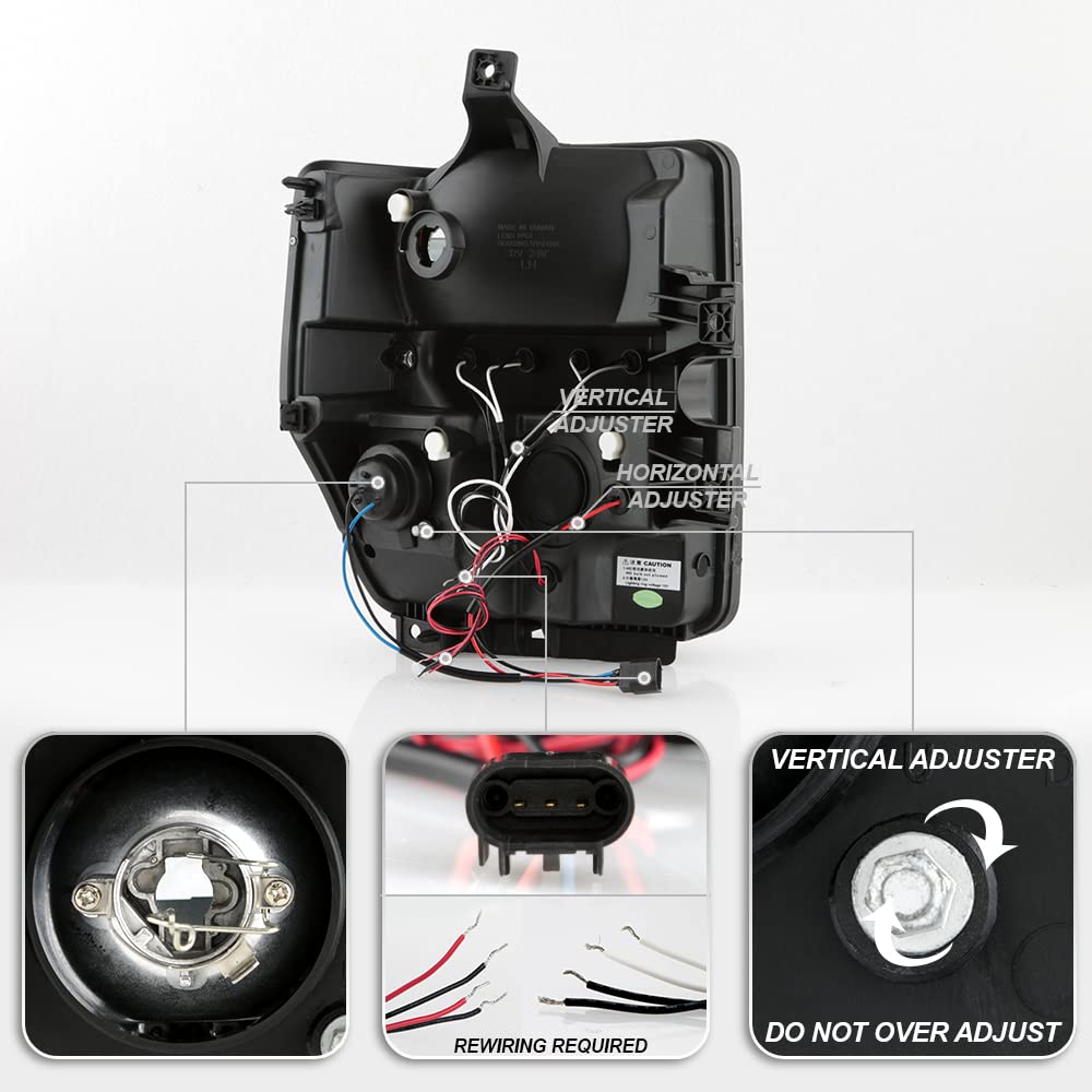 ACANII LED Halo Ring Projector Headlights for 2008-2010 Ford F250 F350 SuperDuty - Chrome Housing Replacement Headlamps with Bright Beam for Night Driving & Off-Road Adventures