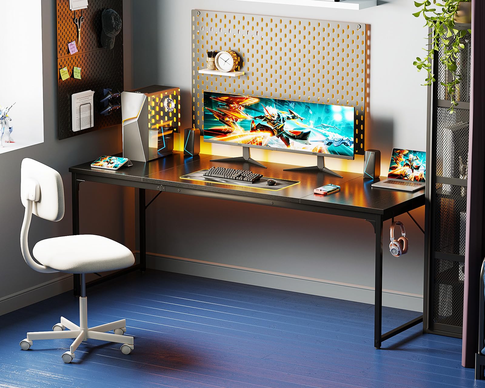 Coleshome 71 Inch Modern Computer Desk for Home Office - Sturdy Black Writing Desk for Students & Professionals - Perfect for Small Spaces & Remote Work