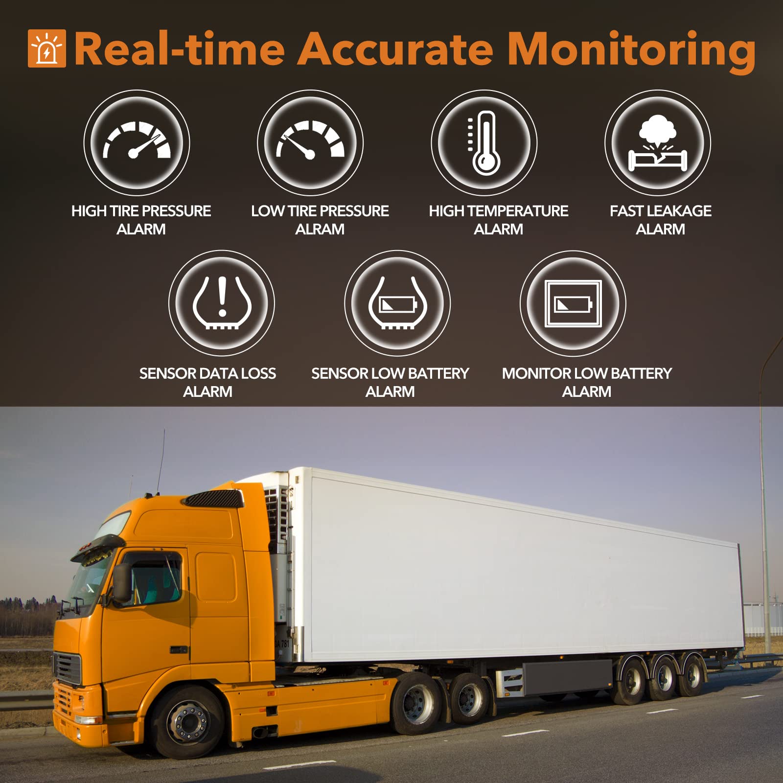 GUTA RV Tire Pressure Monitoring System (TPMS) - 12 Sensors with 7 Alarm Modes | 14-Day Battery Life | 80ft Range | Large Screen Display | 0-188psi Range | for RV, Trailer, Motorhome & Fifth Wheel | Monitor Tire Safety on Road Trips & Long Hauls
