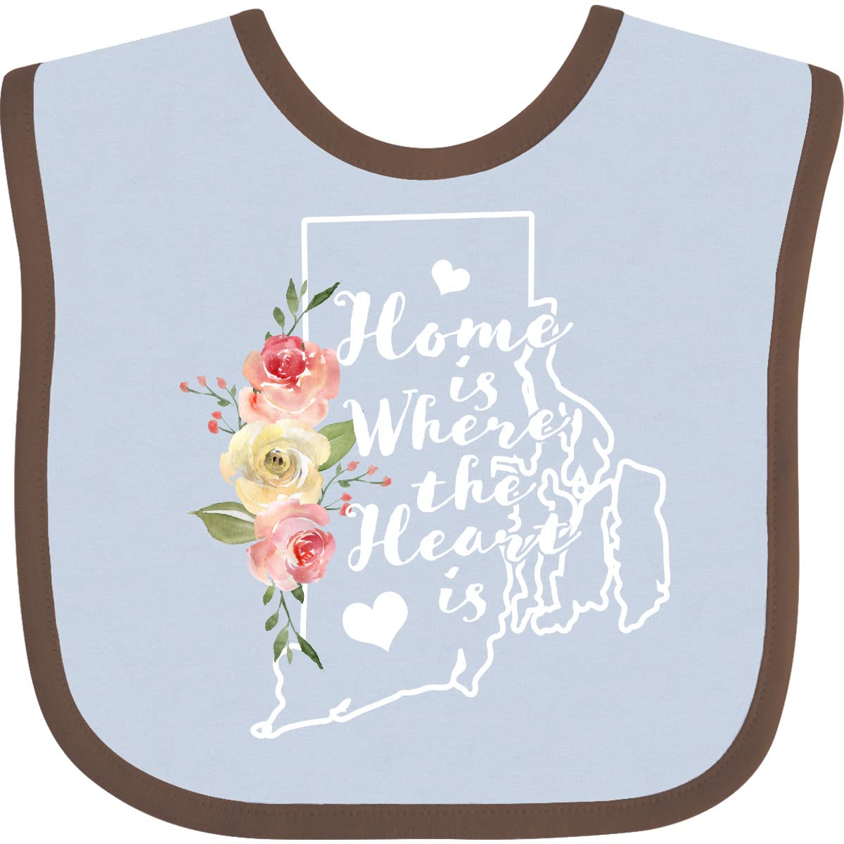 Inktastic Rhode Island Home Is Where the Heart Is Watercolor Baby Bib - Soft & Absorbent for Feeding Time, Playdates & Photo Shoots