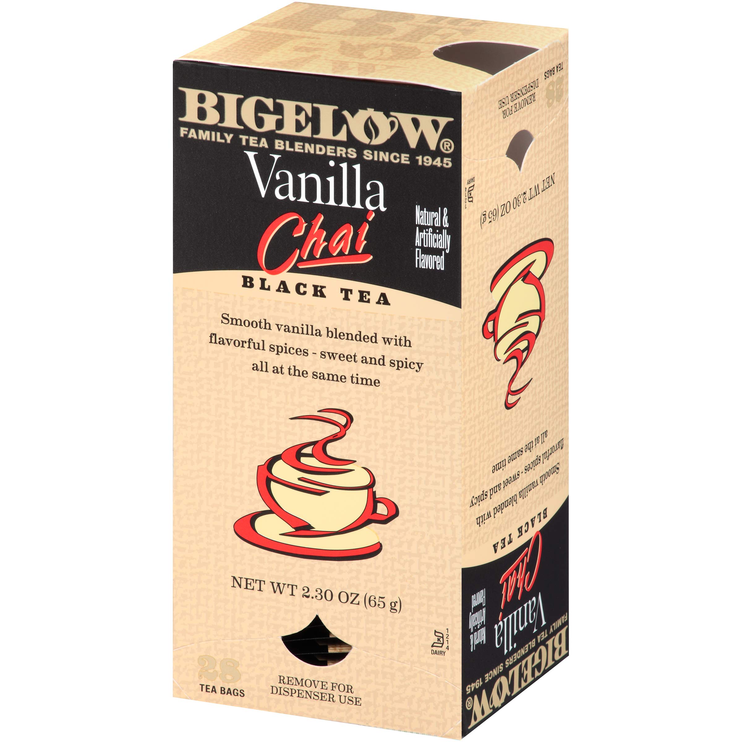 Bigelow Vanilla Chai Black Tea Bags - 28 Count Box (Pack of 1) | Spiced Vanilla Flavor | Antioxidant Rich | Perfect for Relaxation, Afternoon Tea & Gifts