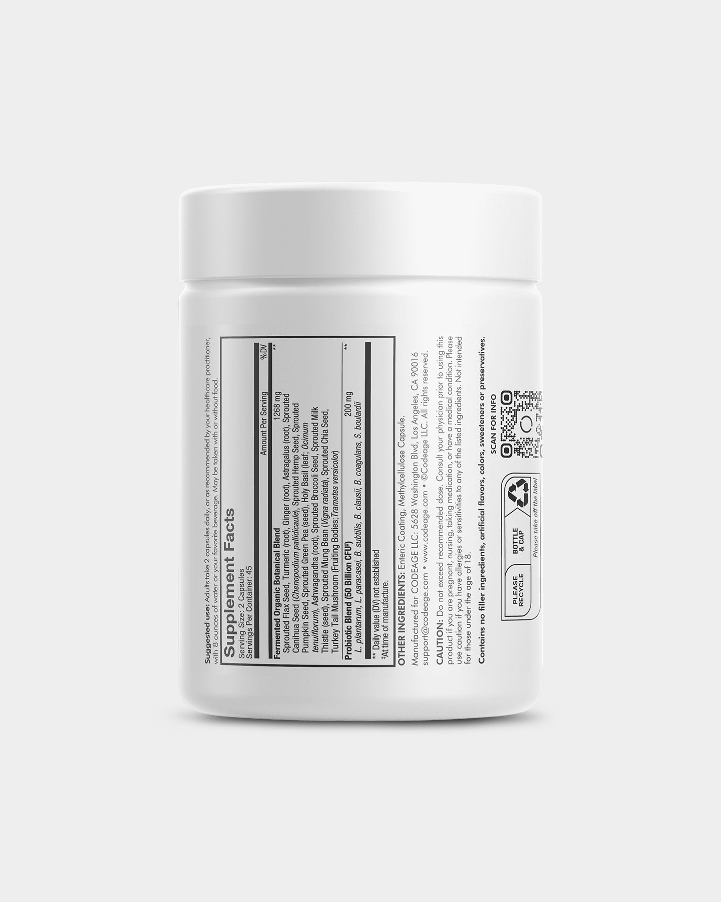 Codeage Digestion SBO Probiotic+ 50 Supplement - Gut Health Support for Men & Women - Digestive Enzymes & Probiotics for Bloating Relief - Supports Immune System - 60 Vegetarian Capsules - Perfect for Travel & Daily Wellness