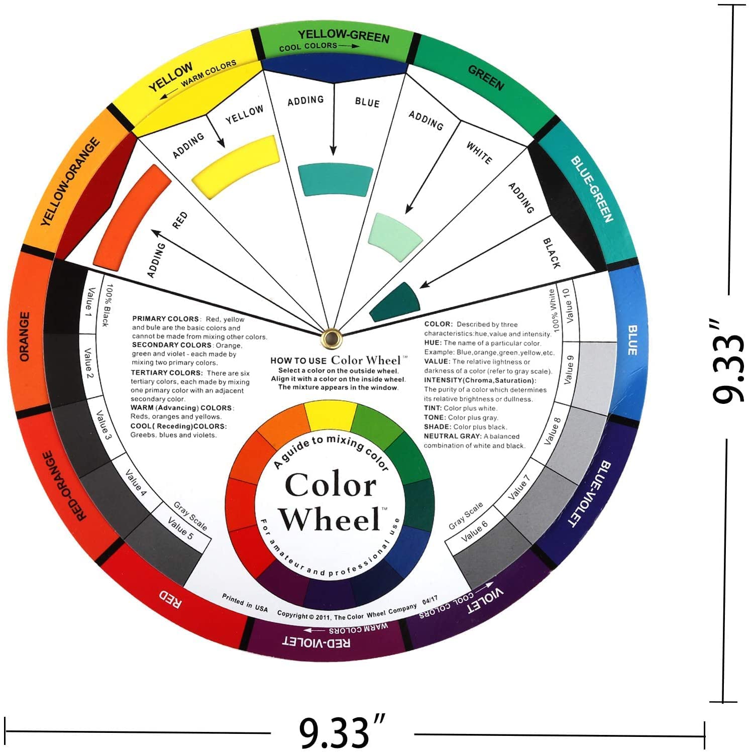 AmigozZ Color Mixing Guide Card - Essential Color Wheel & Relationships Chart for Students, Artists & Designers - Perfect for Painting, Drawing & Graphic Design (1pc)