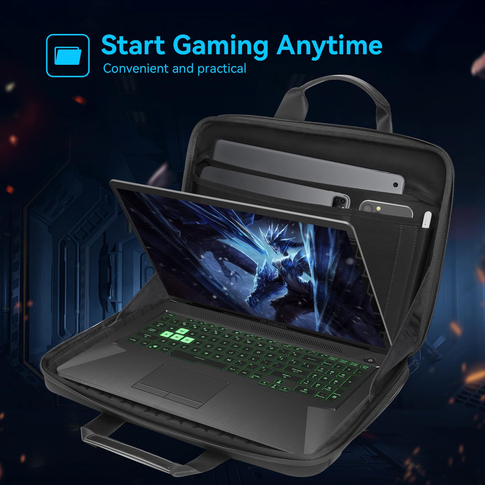 Smatree A800XL Heavy Duty Waterproof Hard Sleeve Case for 18-inch ASUS ROG Strix SCAR 18 & G18 Gaming Laptop (2023-2025 Models) - Protective Travel Bag for Business, School & Gaming Conventions