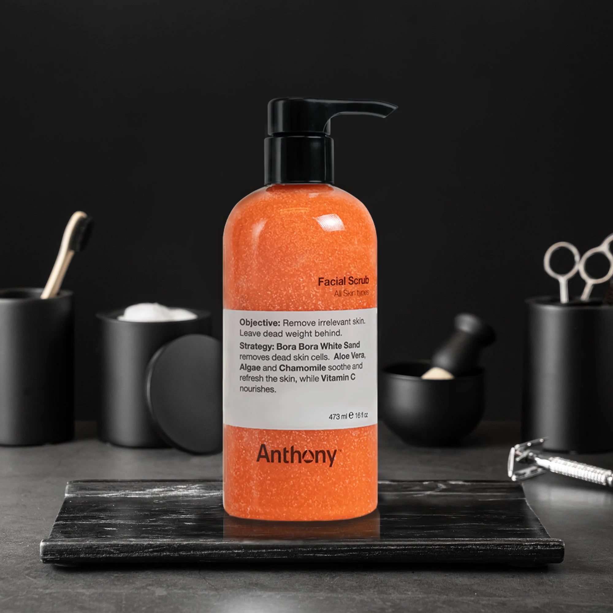 Anthony Facial Scrub - 16 Fl Oz (473ml) Deep Cleansing Exfoliator for Men & Women - Perfect for Daily Skincare Routine & Acne Treatment