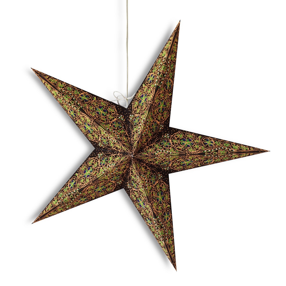 24 Pack Brown & Gold Garden Paper Star Lanterns - Hanging Wedding Party Decorations for Indoor/Outdoor Events, Backyard Celebrations & Boho Home Decor