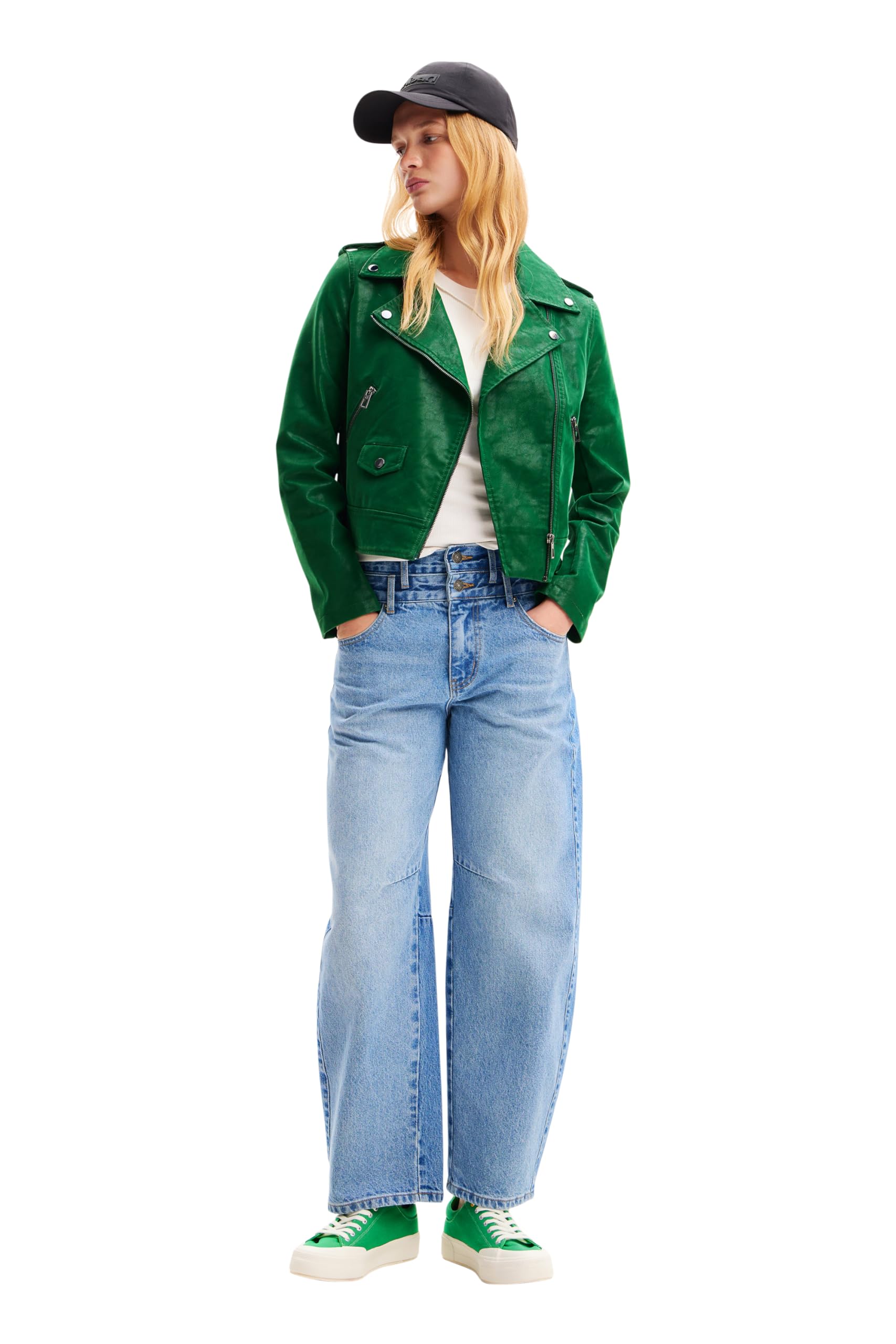 Desigual Women's Woven PU Leather Jacket - Stylish Faux Leather Coat for Women | Perfect for Fall, Winter & Casual Outings