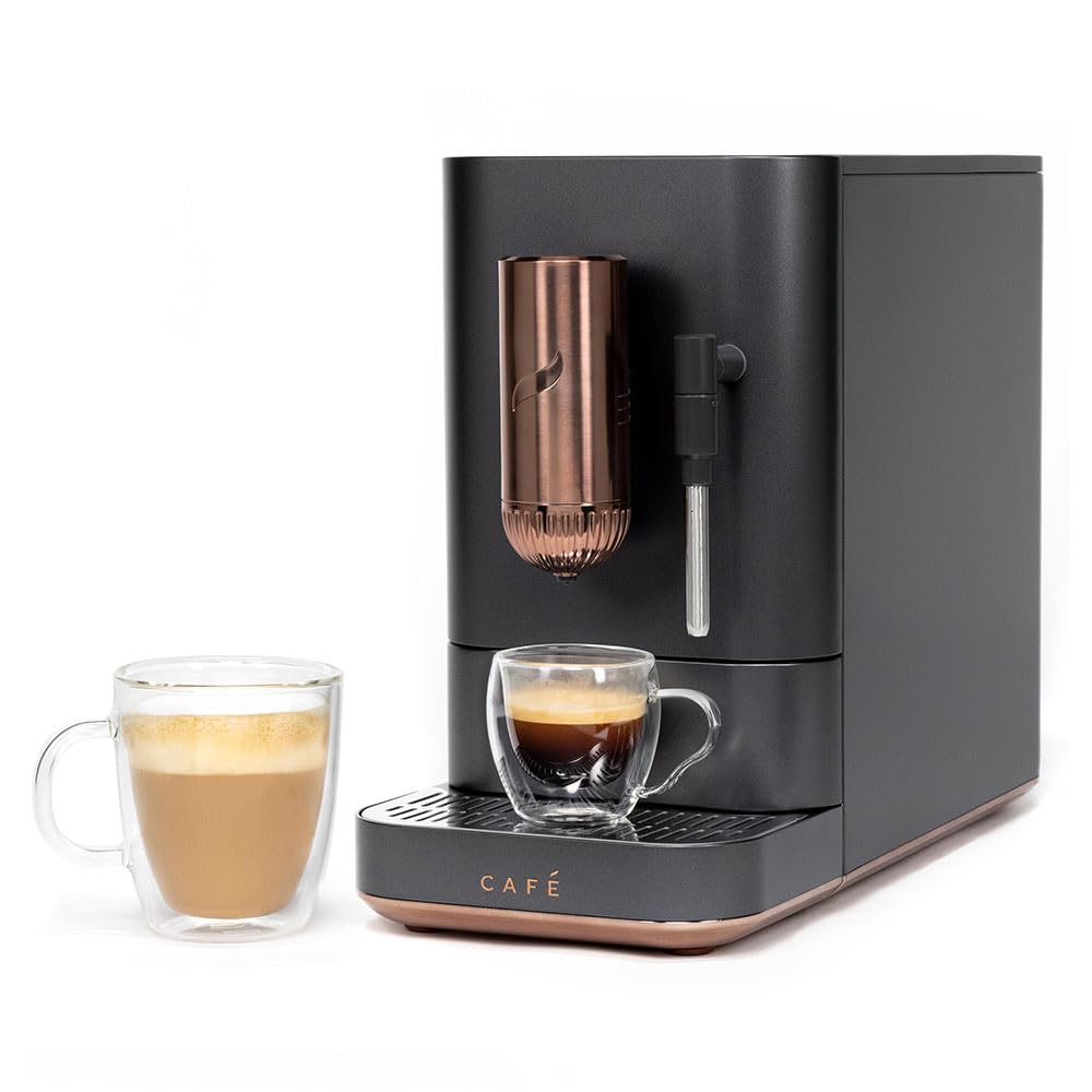 Café Affetto Automatic Espresso Machine with Milk Frother & Built-in Adjustable Coffee Grinder - 1.2L Matte Black (C7CEBBS3RD3) | One-Touch 90-Second Brewing | Perfect for Home Baristas & Office Coffee Stations