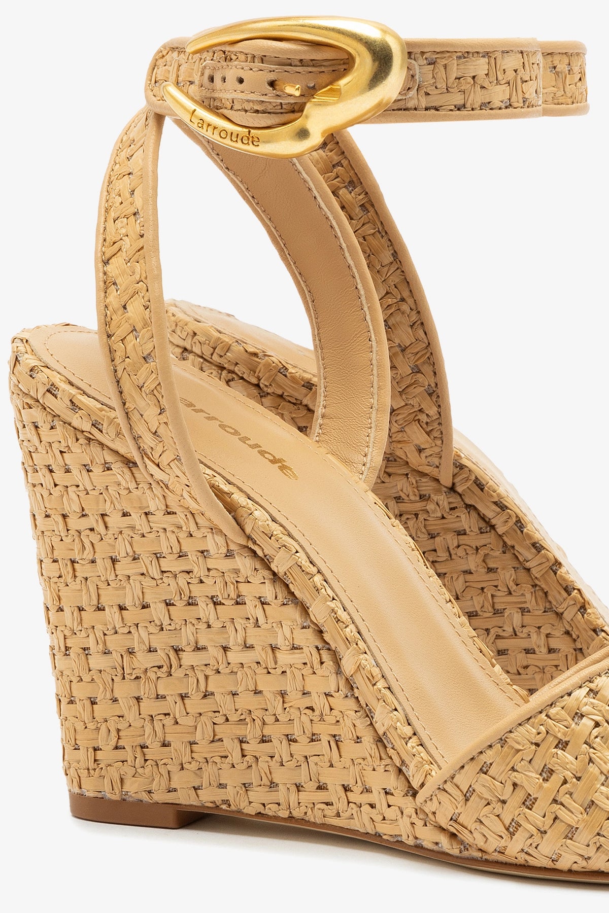 Yves Verona Wedge Sandals in Beige Leather & Natural Raffia - Comfortable Summer Wedges for Beach, Vacation & Casual Outings