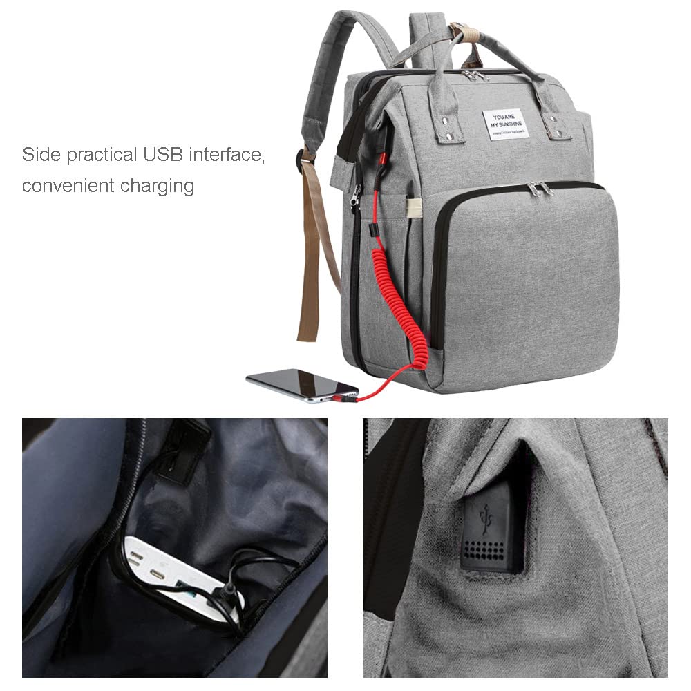 DZOZO Baby Diaper Backpack with Changing Mat & USB Port - Travel & Nursery Essentials