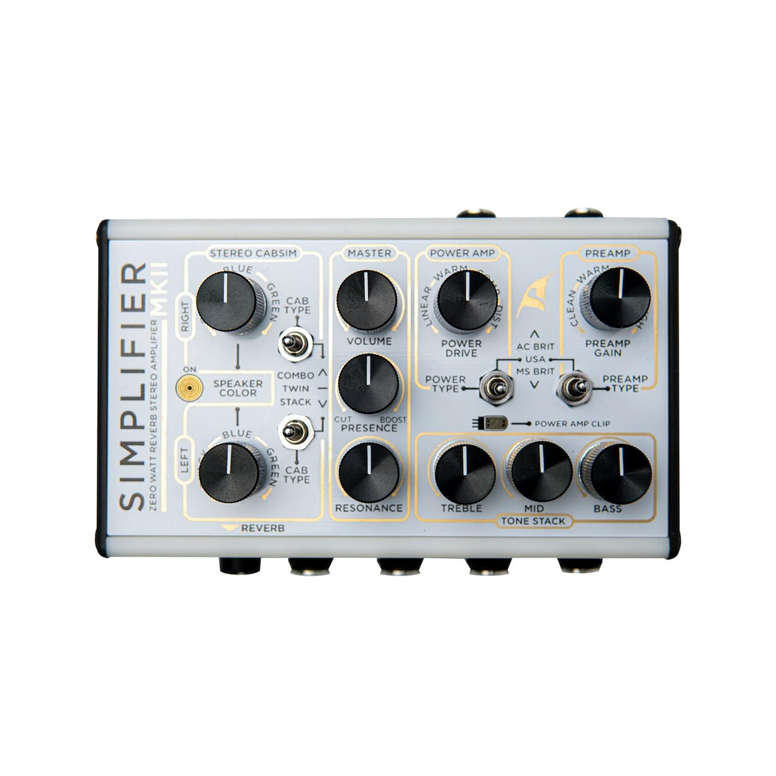 DSM & Humboldt Simplifier MK-2 II DLX Zero Watt Dual Channel Stereo Guitar Amplifier with Reverb - Micro Amp, Mini Amp, Analog AMP Simulation, Headphone Output & AUX Input (9-12V, 200mA) - Perfect for Home Practice, Studio Recording & Silent Jamming
