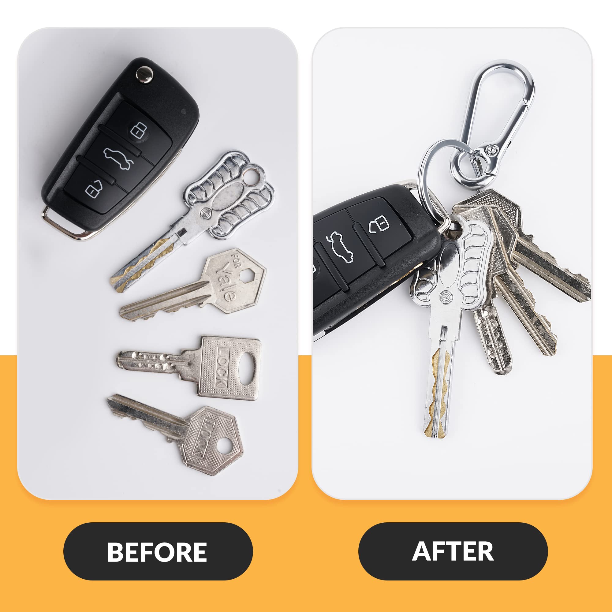 Silver Keychain Organizer - 3 Pack Key Rings for Men & Women | Home & Office Use
