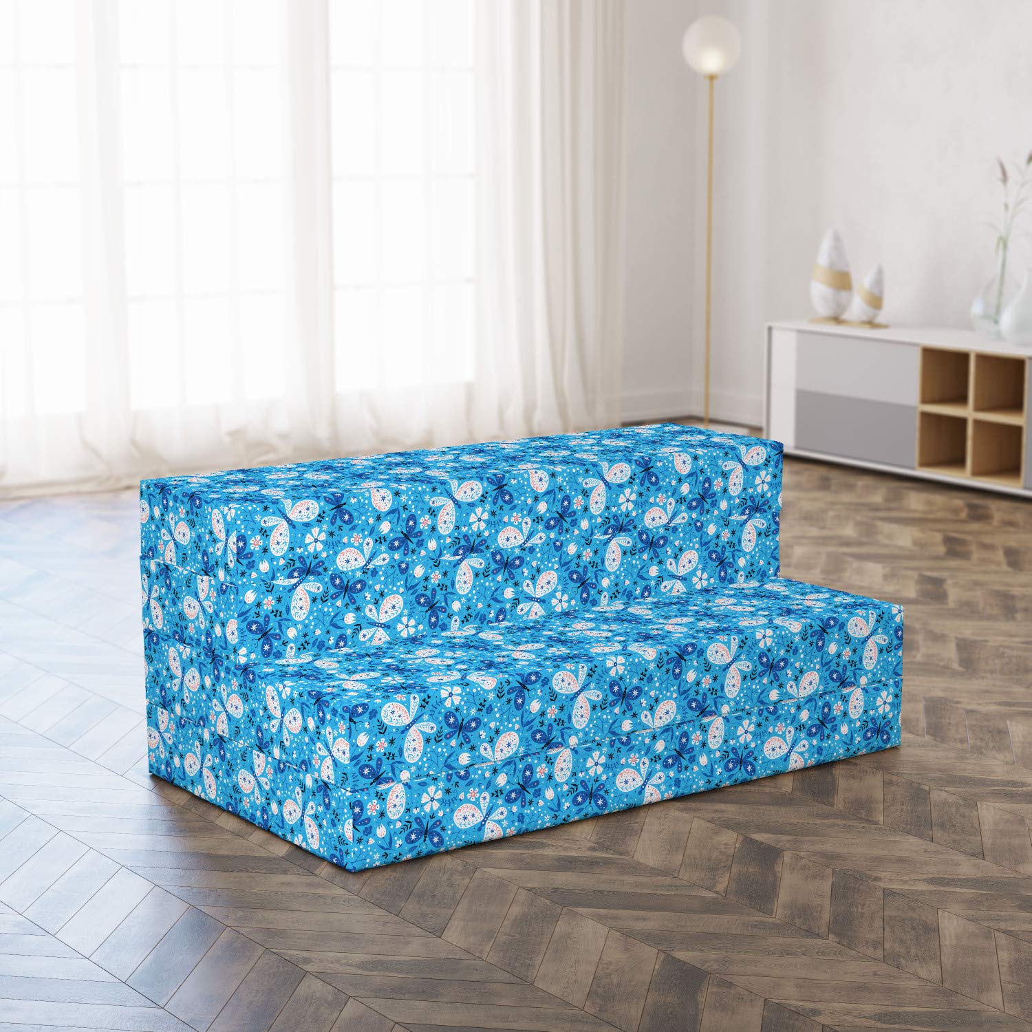 Ambesonne Spring Foldable Mattress - Butterfly Floral Design, 78.7