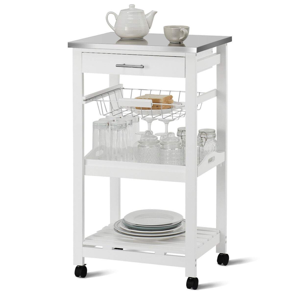 Multi-Use Storage Cart with Shelves & Drawers for Kitchen, Bathroom, Garage - Home Organizer