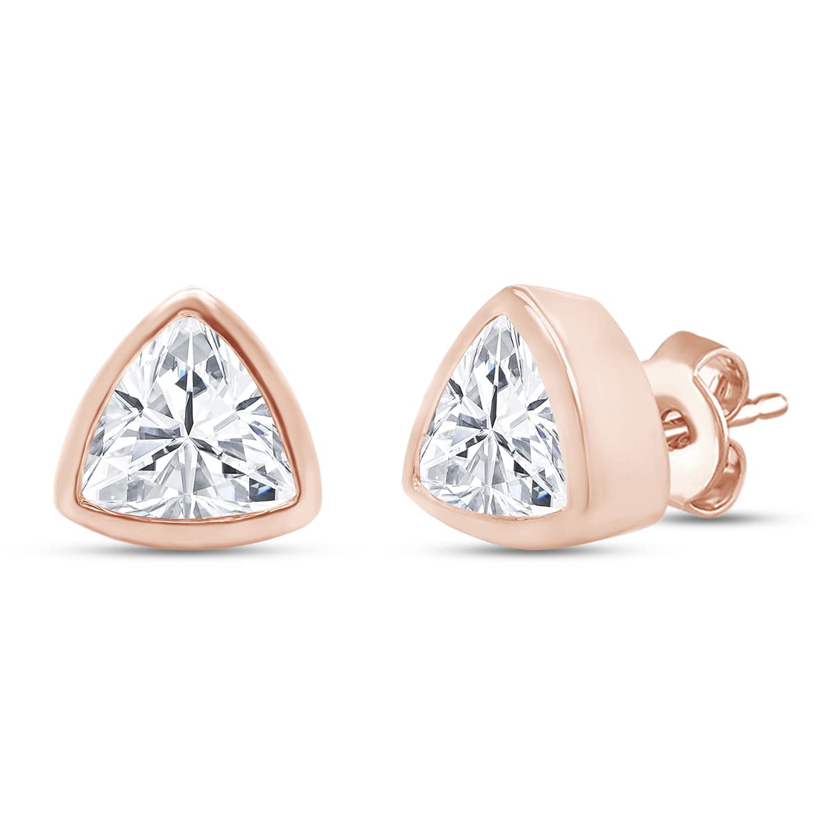2.20 Cttw Lab-Created Moissanite Diamond Stud Earrings - 7MM Trillion Cut, 14k Gold Over Sterling Silver - Perfect for Women's Engagement, Wedding & Anniversary Gifts | Hypoallergenic, Everyday Luxury Jewelry