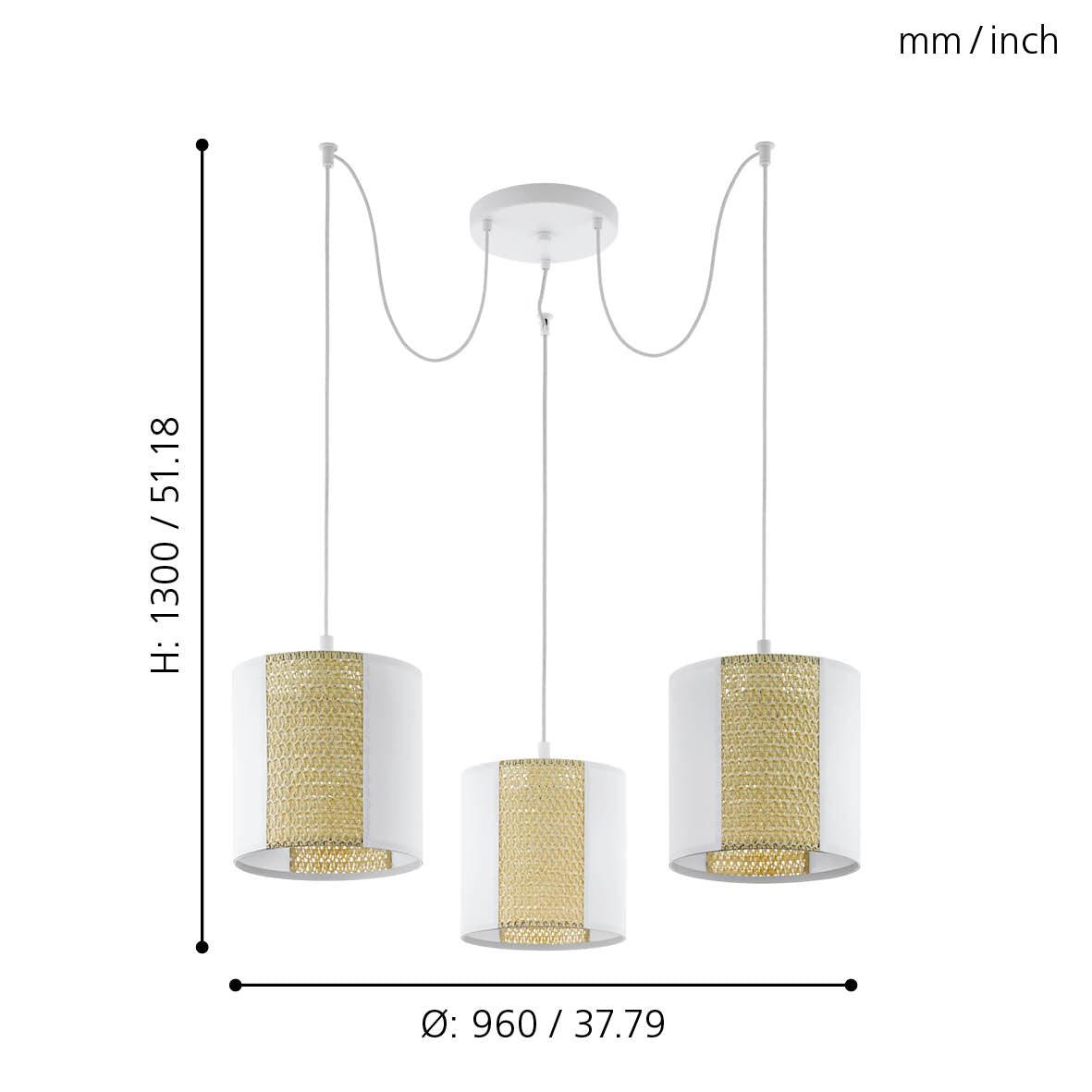 Eglo Arnhem 3-Light Adjustable Ceiling Pendant Lamp - Natural Kraft Paper & Seagrass Shade - Modern Farmhouse Lighting for Dining Room, Kitchen Island or Bedroom