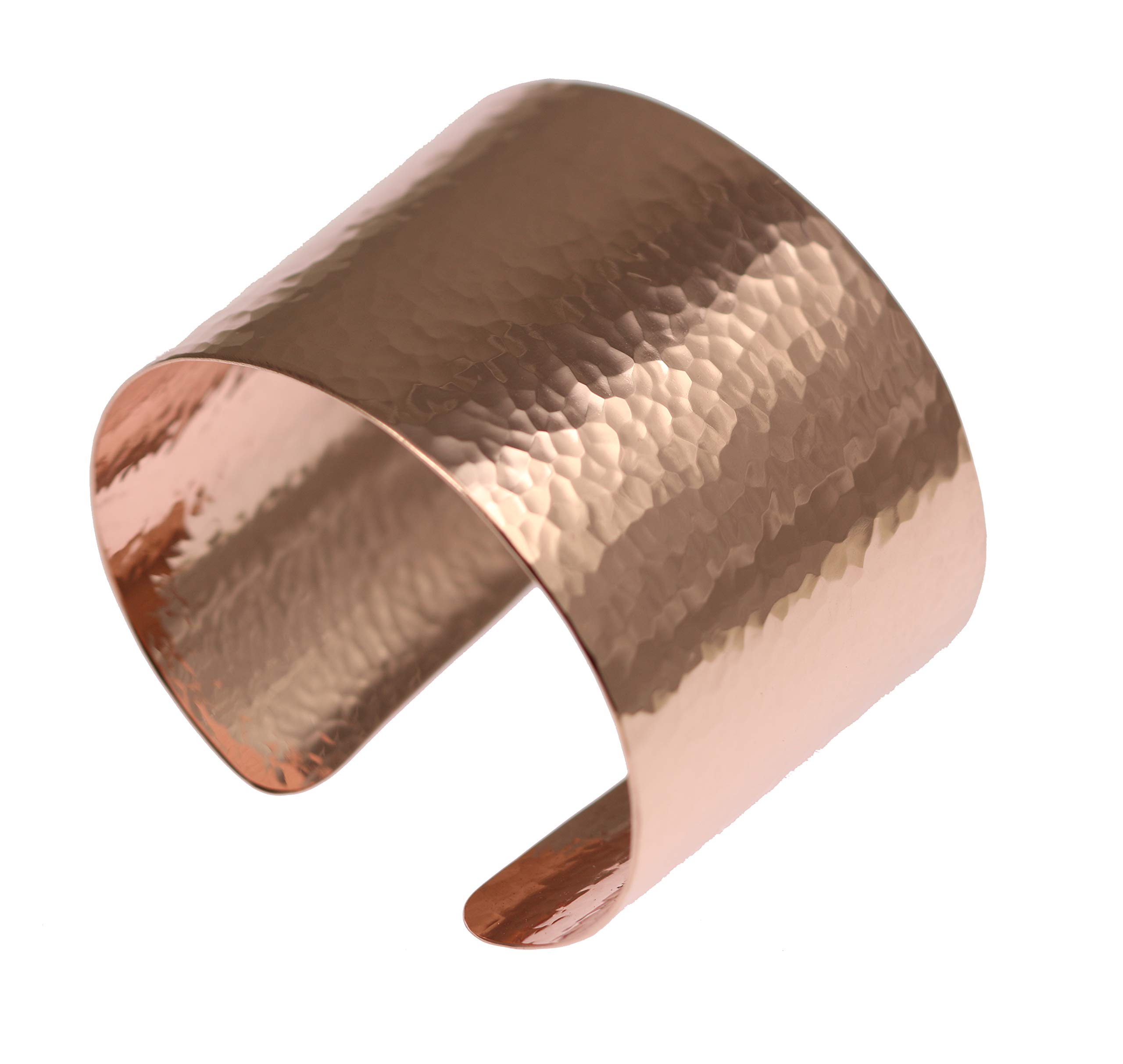 John S. Brana Handmade Wide Hammered Copper Cuff Bracelet - 100% Uncoated Solid Copper Bangle for Women - Boho Jewelry Gift for Birthday, Anniversary & Special Occasions