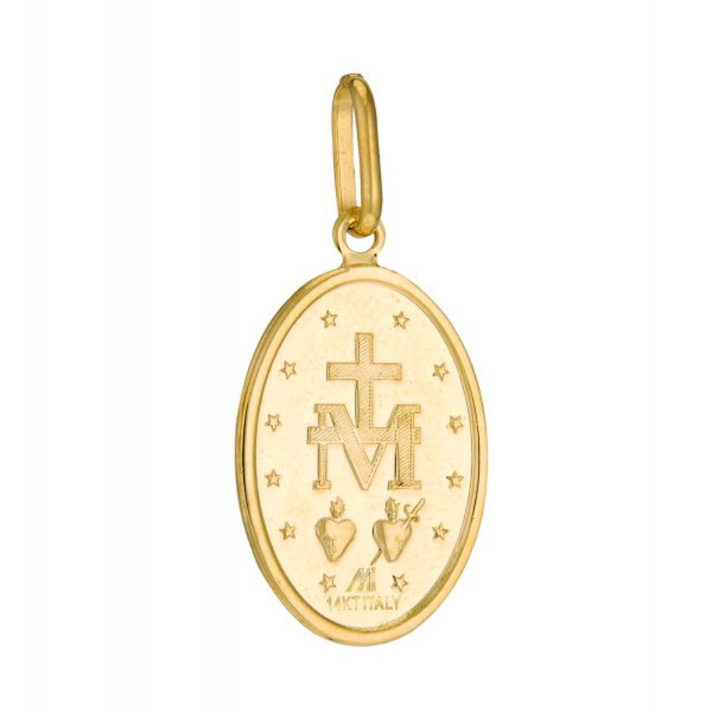 14K Gold 22mm Oval Miraculous Medal - Religious Jewelry for Women, Catholic Necklace Pendant, Gift for Baptism, First Communion & Confirmation - Perfect for Daily Wear & Special Occasions