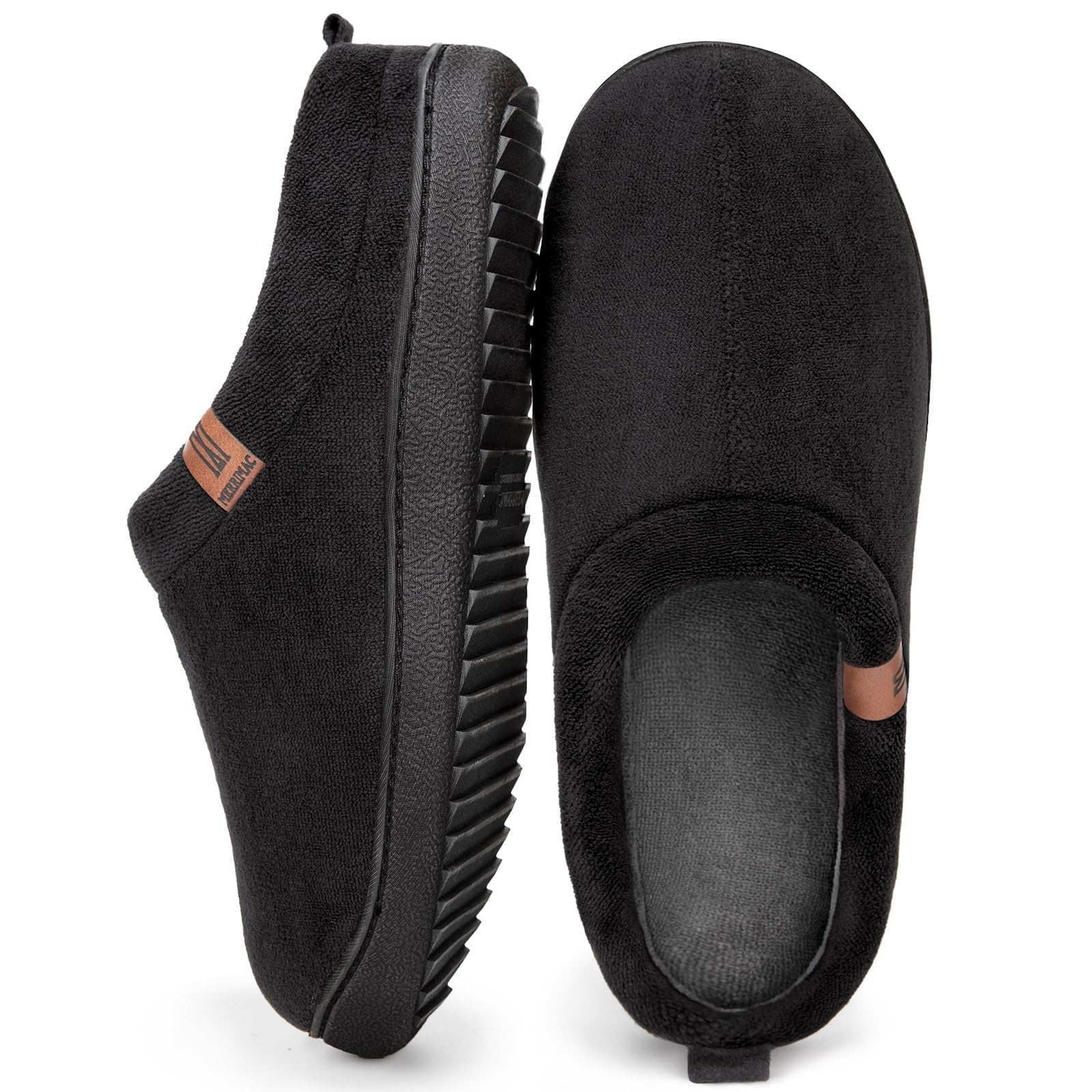 MERRIMAC Men's Slip-On Slippers with Memory Foam - Ultra Comfortable Non-Slip Indoor House Shoes for Relaxing at Home, Lounging & Casual Wear