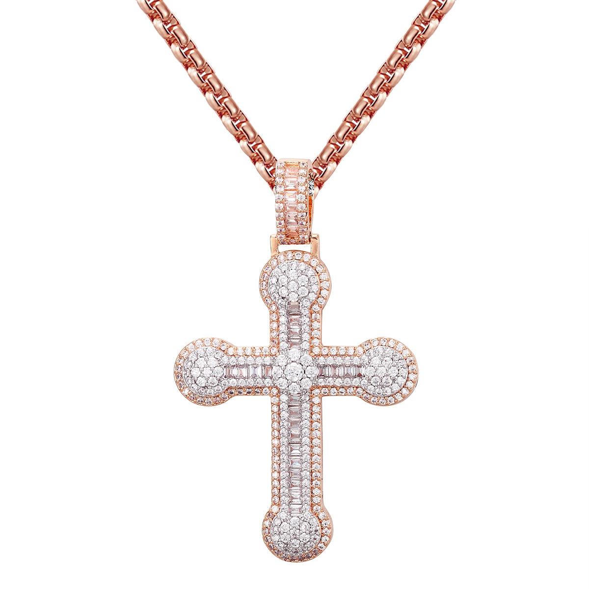Rose Gold Tone Religious Holy Cross Sterling Silver Pendant Necklace - Perfect for Baptism, First Communion & Spiritual Gifts