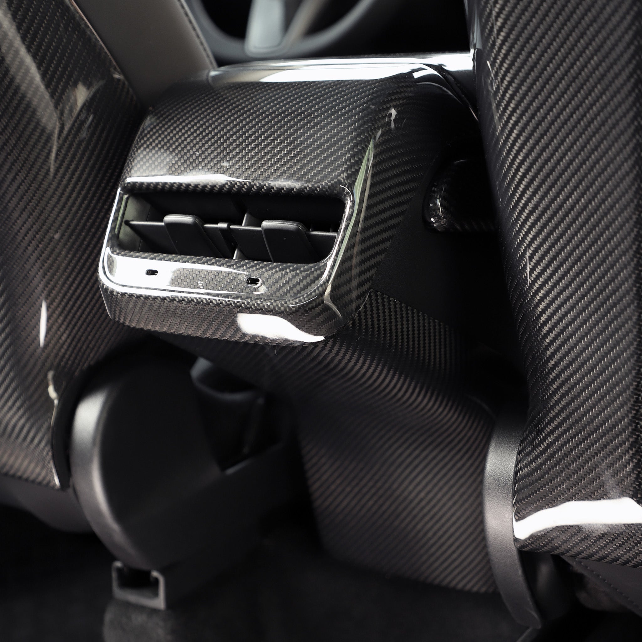Premium Real Carbon Fiber Rear Center Console Cover for Tesla Model 3 & Y - Durable & Stylish Interior Upgrade for Enhanced Driving Experience