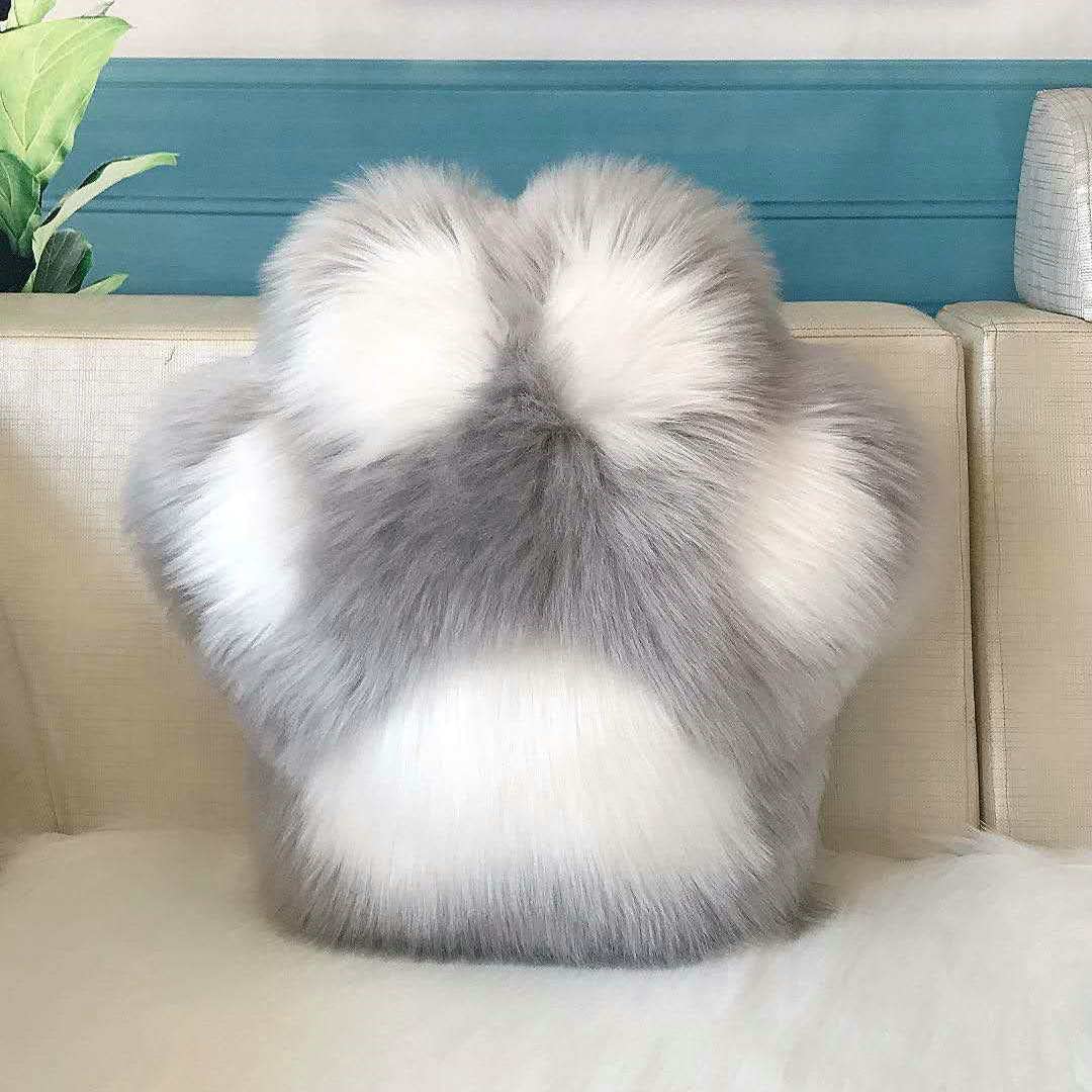 Fluffy Throw Pillows - Soft Fuzzy Decorative Cushions in Paw Shape for Sofa, Bed, Chair - Perfect for Living Room, Bedroom, Office & Car Decor - Cozy Home Accent Gift Idea