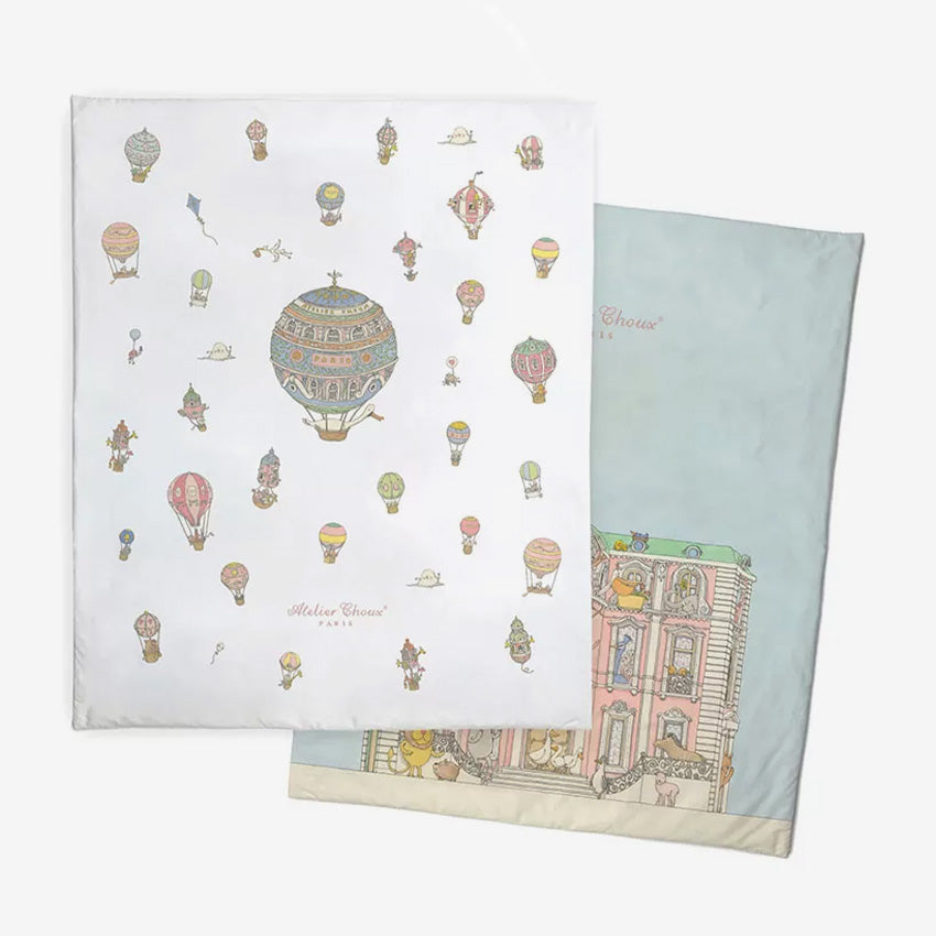 Atelier Choux Reversible Baby Quilt - Soft Organic Cotton Blanket for Nursery, Stroller & Travel - Luxury French Design for Boys & Girls