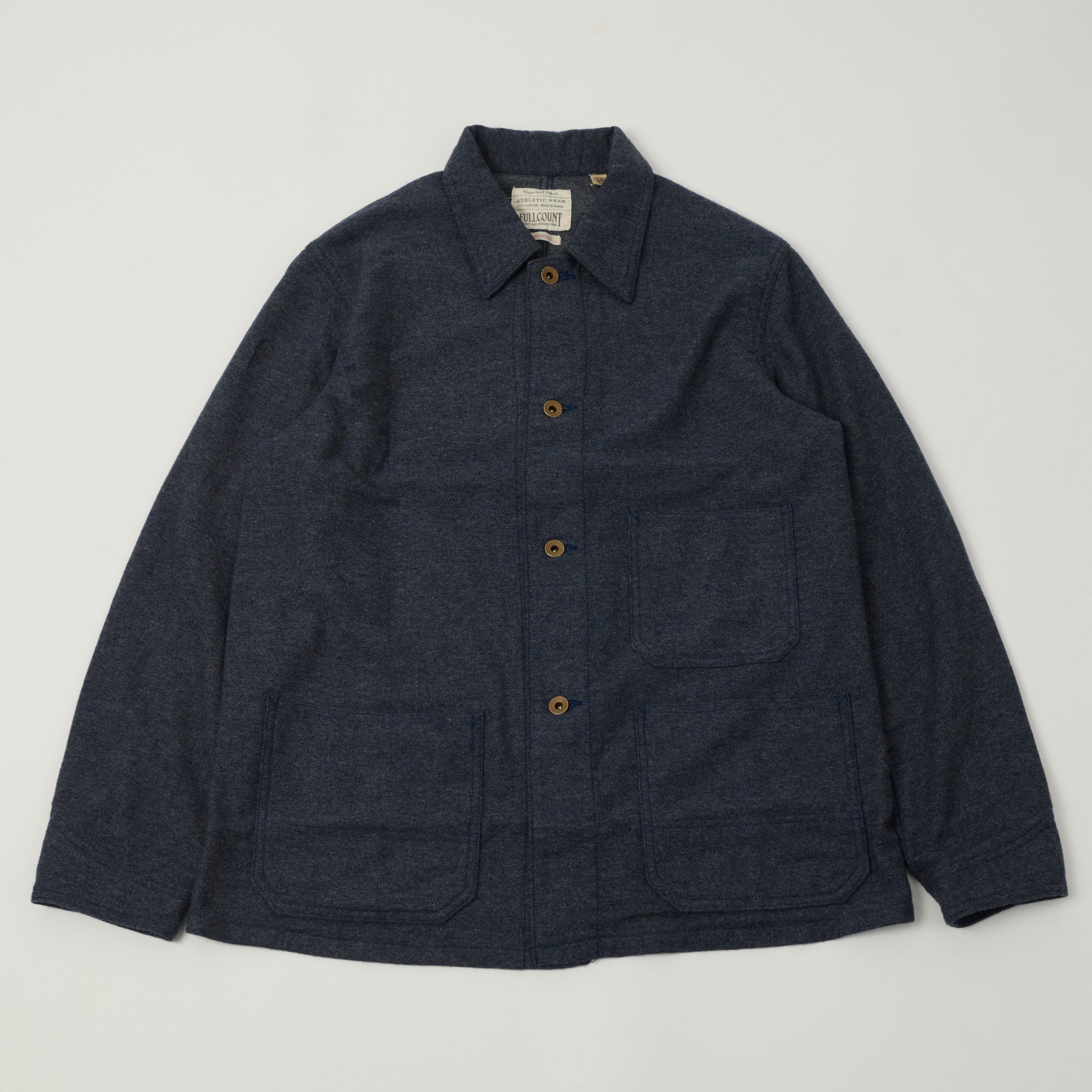 Full Count 2015 10 Wool/Cashmere Lightweight Overshirt - Navy Blue Men's Casual Shirt for Fall & Winter Layering | Office Wear & Outdoor Activities