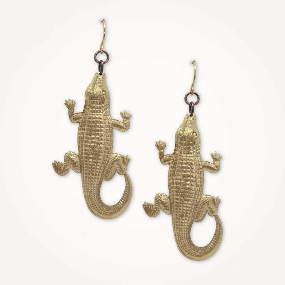 Golden Alligator Stud Earrings for Women - Fashion Jewelry Gift for Her - Perfect for Parties, Weddings & Everyday Wear