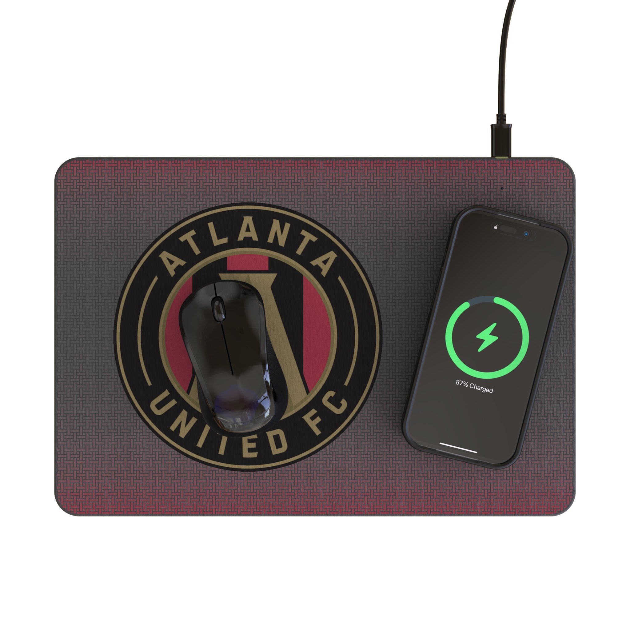 Atlanta United FC Linen 15W Fast Wireless Charger & Mouse Pad - Perfect for Office, Gaming & Home Desk Setup