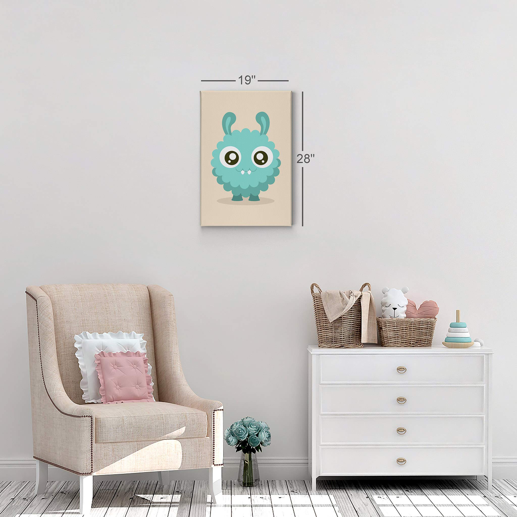 Blue Monster Canvas Print - Smile Art Design Kids Room Decor, Nursery Wall Art, Ready to Hang (22x15 inches) - Perfect for Baby Rooms, Playrooms & Children's Bedrooms | Made in USA