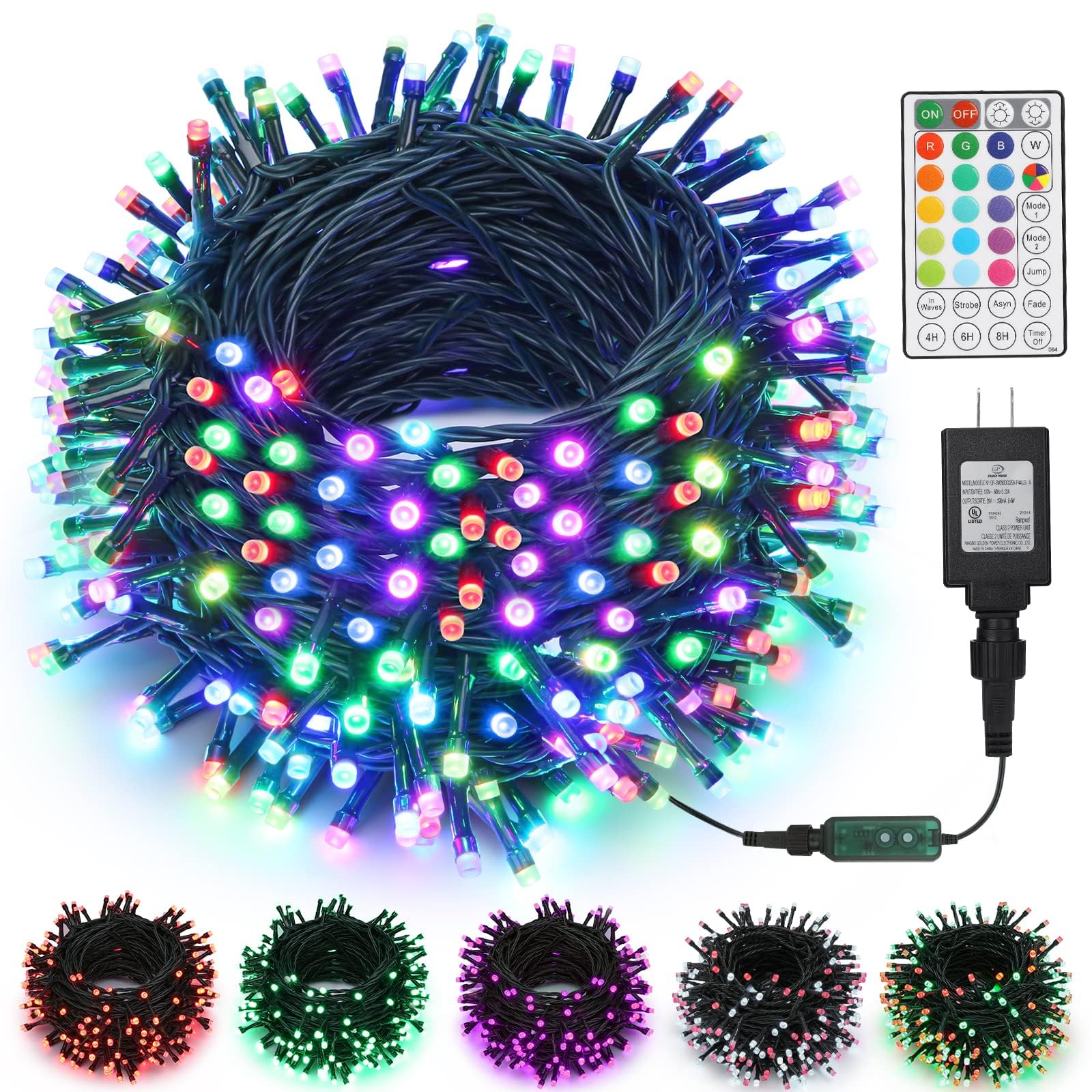 Joomer 180FT 500 LED Color Changing String Lights with Remote & Timer - RGB Outdoor Fairy Lights for Christmas, Wedding, Party, Room Decor - Indoor/Outdoor Waterproof Twinkle Lights for Garden, Patio, Bedroom