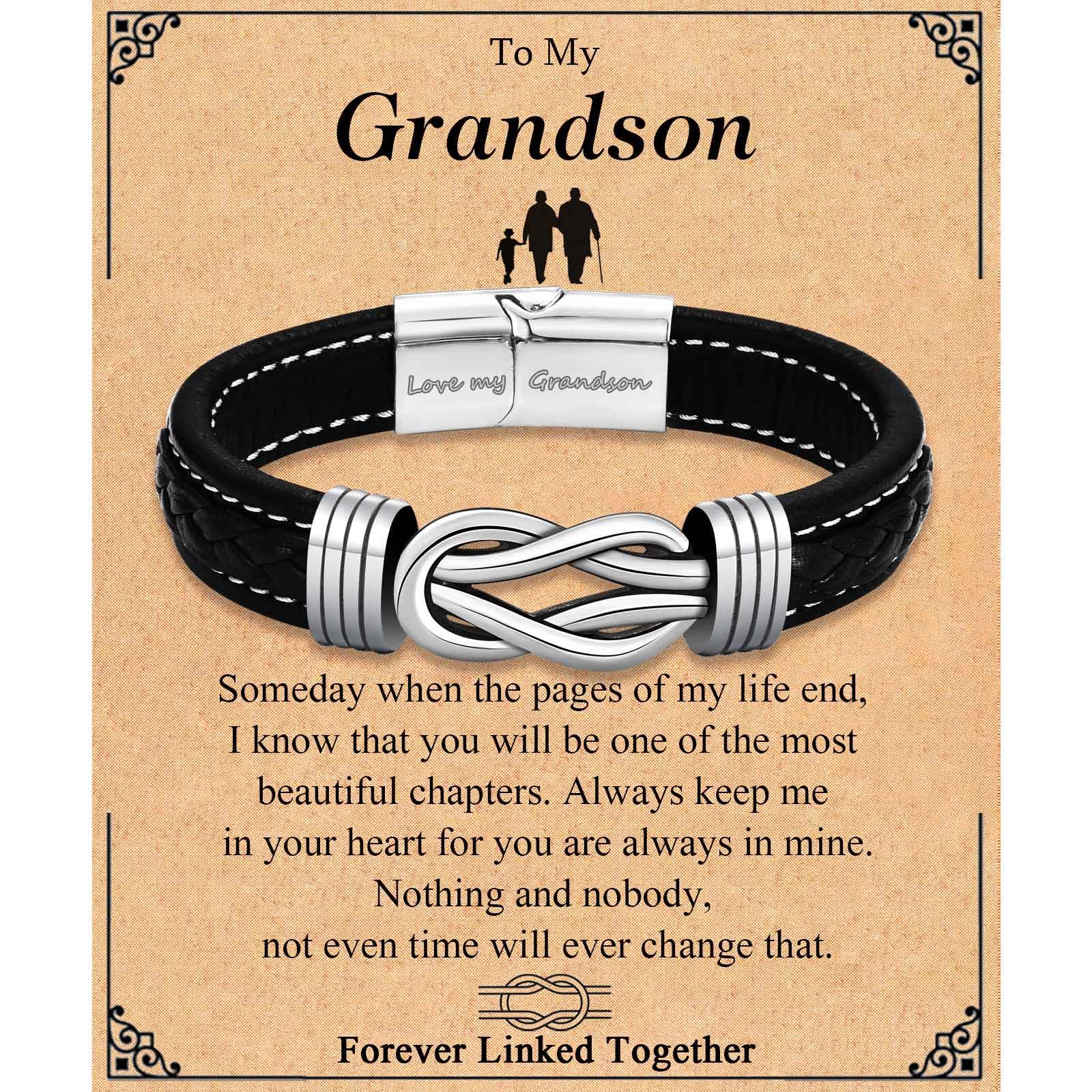 TEVOP Engraved Leather Bracelet for Men - Personalized Gifts for Son, Grandson, Husband, Boyfriend | Birthday, Christmas, Graduation, Valentine's Day, Father's Day Present for Dad & Grandad | Stylish & Meaningful Accessory for Everyday Wear & Special Occasions